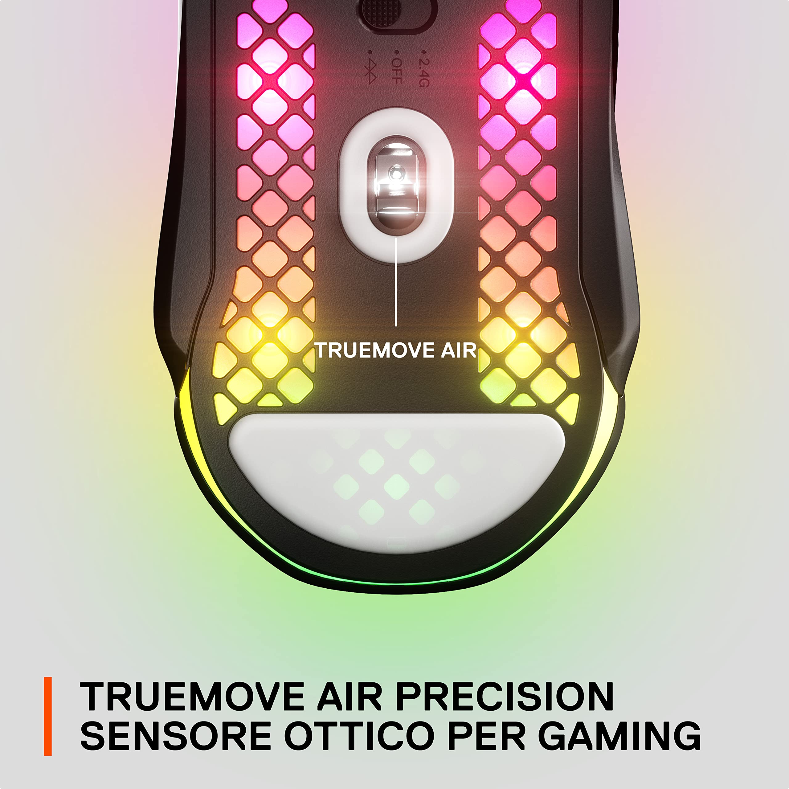 SteelSeries Aerox 5 Wireless - Mouse Gaming Wireless - Ultra leggero 74g - FPS, MOBA, Battle Royale - 9 pulsanti - Bluetooth/2,4 GHz - USB-C - Batteria 180h - Sensore 18k CPI - IP54 resistente