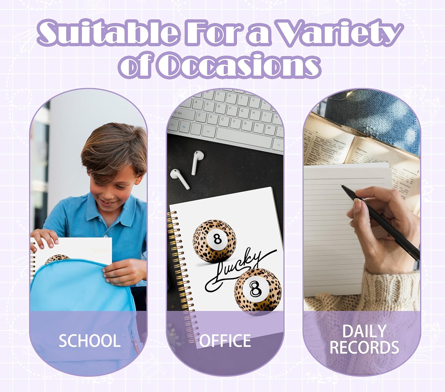 Welshower Leopard Lucky 8 Ball Spiral Notebook Journal, Black Cheetah Print Billiards Notebook, Trendy Preppy Y2K Cheetah Journal, Leopard Office Supplies, 5.5x8.3 Inch - Image 4