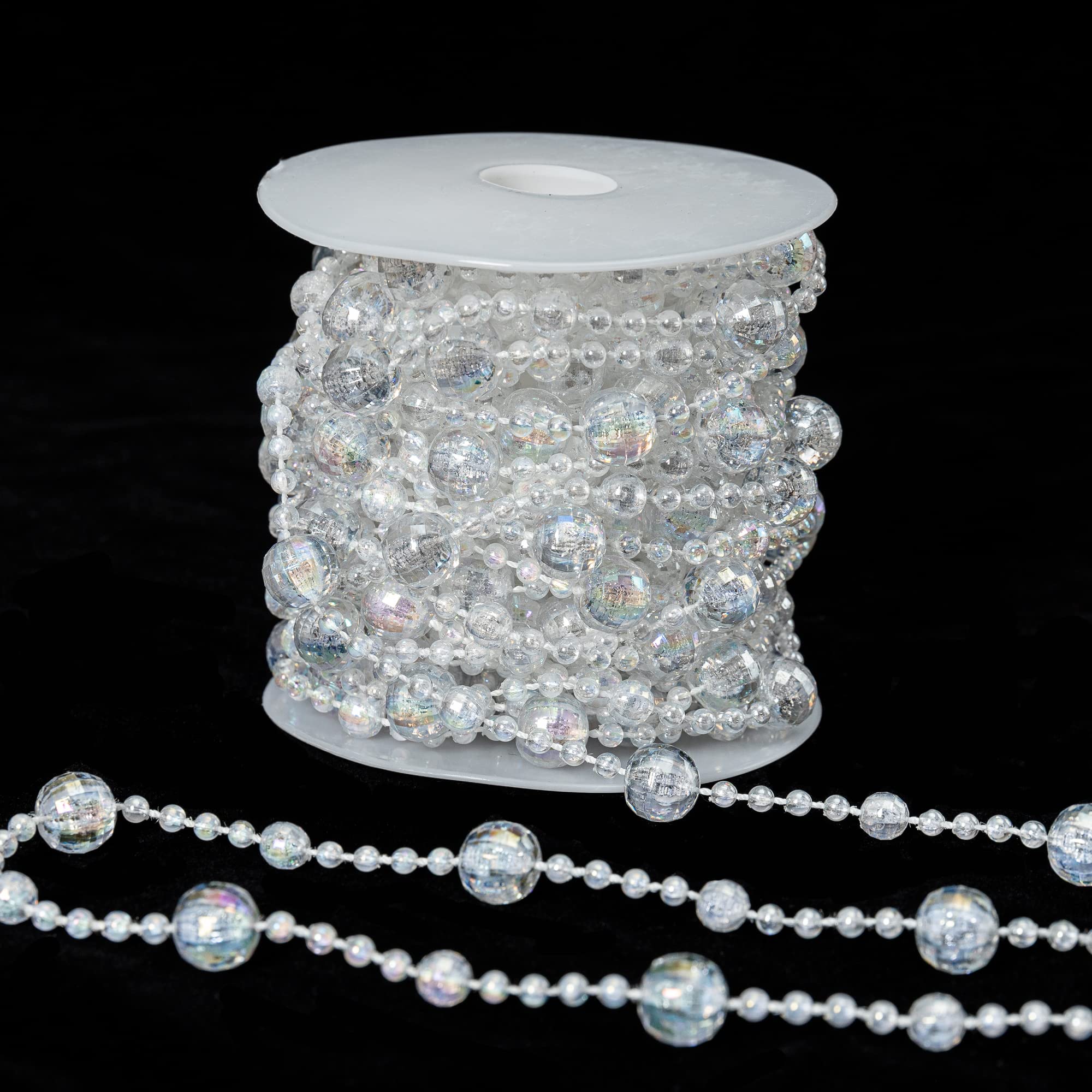 33 Feet Clear AB Crystal Beads Trim Acrylic Chain by The Roll for Wedding Party Decoration and DIY Craft(Colorful)