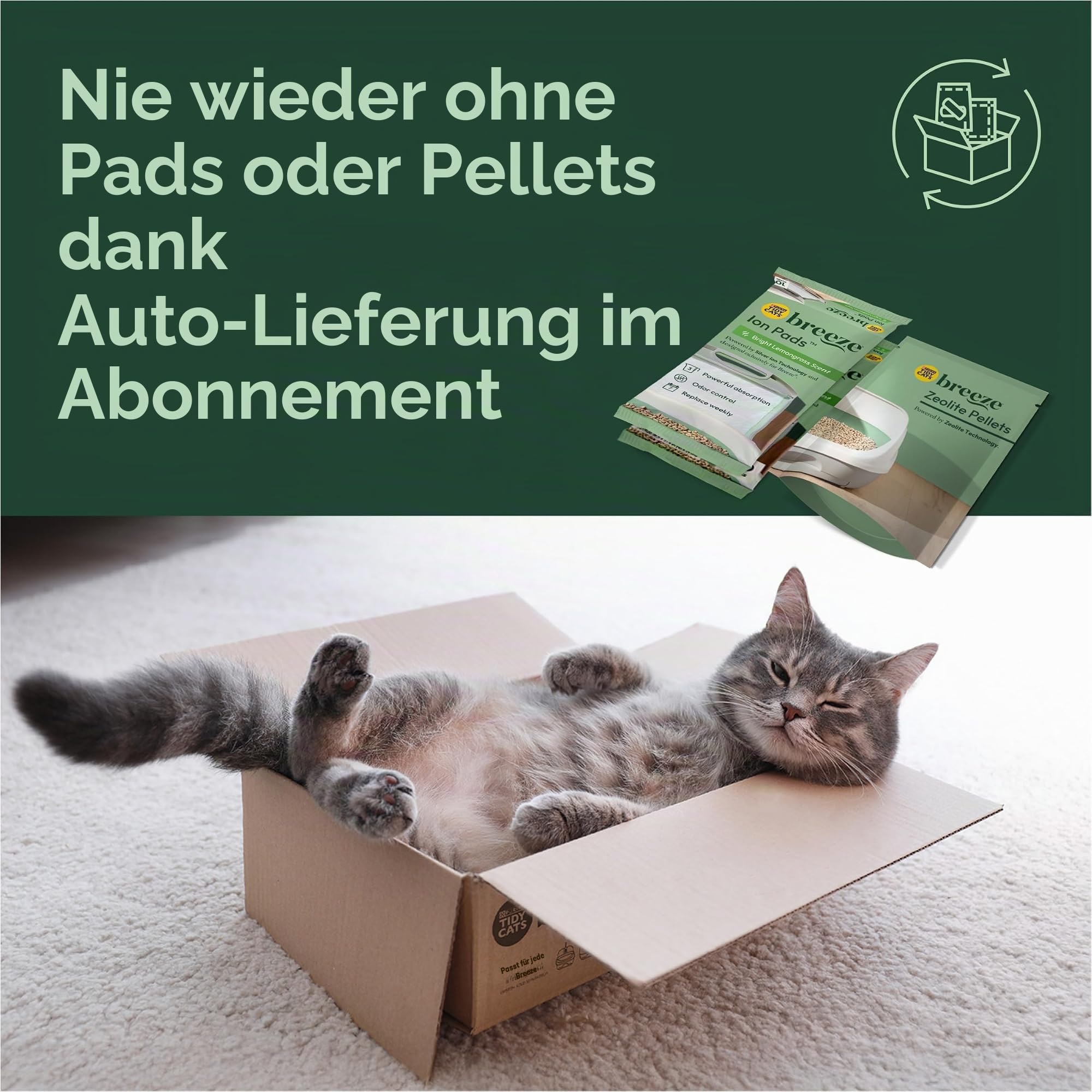 Purina Tidy Cats Katzentoilettensystem mit Kapuze, Breeze Hooded System Starter Kit Katzentoilette, Katzentoilette & Pads