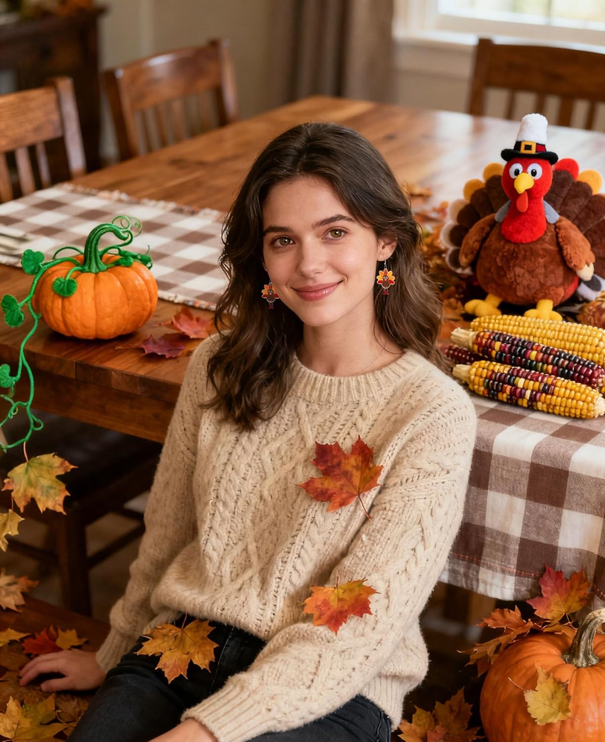 Thanksgiving Fall Earrings for Women,Turkey Pumpkin Acrylic Drop Dangle Earrings Festival Holiday Autumn Festival Holiday Jewelry Gifts - Image 5