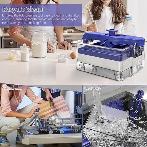 Miniatura 4 de Prensa de tofu apta para lavavajillas con molde de 2 tamaños, paño de queso y bolsa, prensa de tofu ajustable con bandeja de goteo, fabricante de