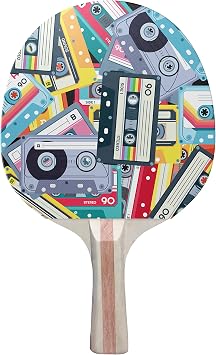 Cassette Colorful Design Ping Pong Paddle, Premium 5 Ply Table Tennis Racket Red on Back
