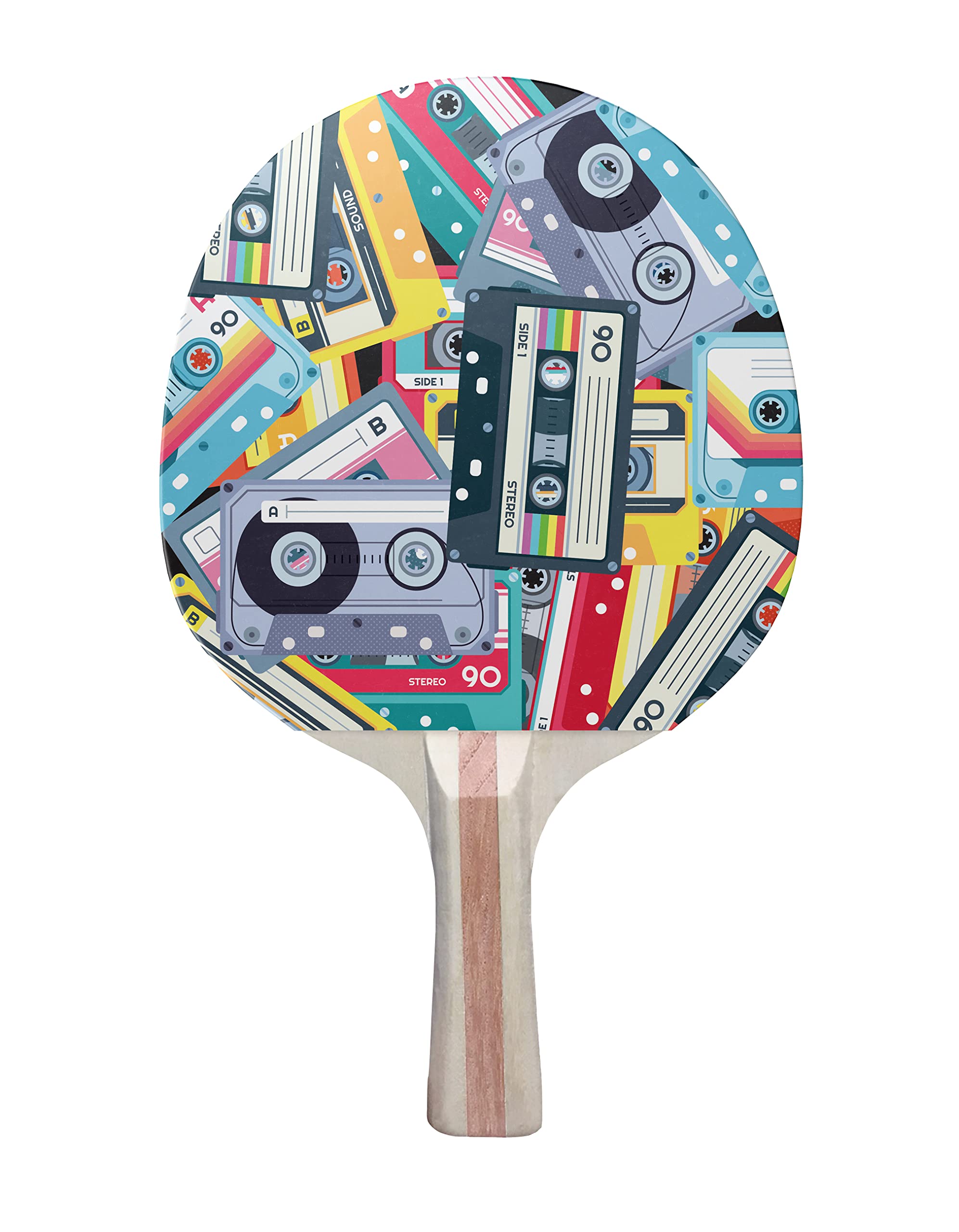 TigerTail Sports Cassette Colorful Design Ping Pong Paddle, Premium 5 Ply Table Tennis Racket (Red on Back)