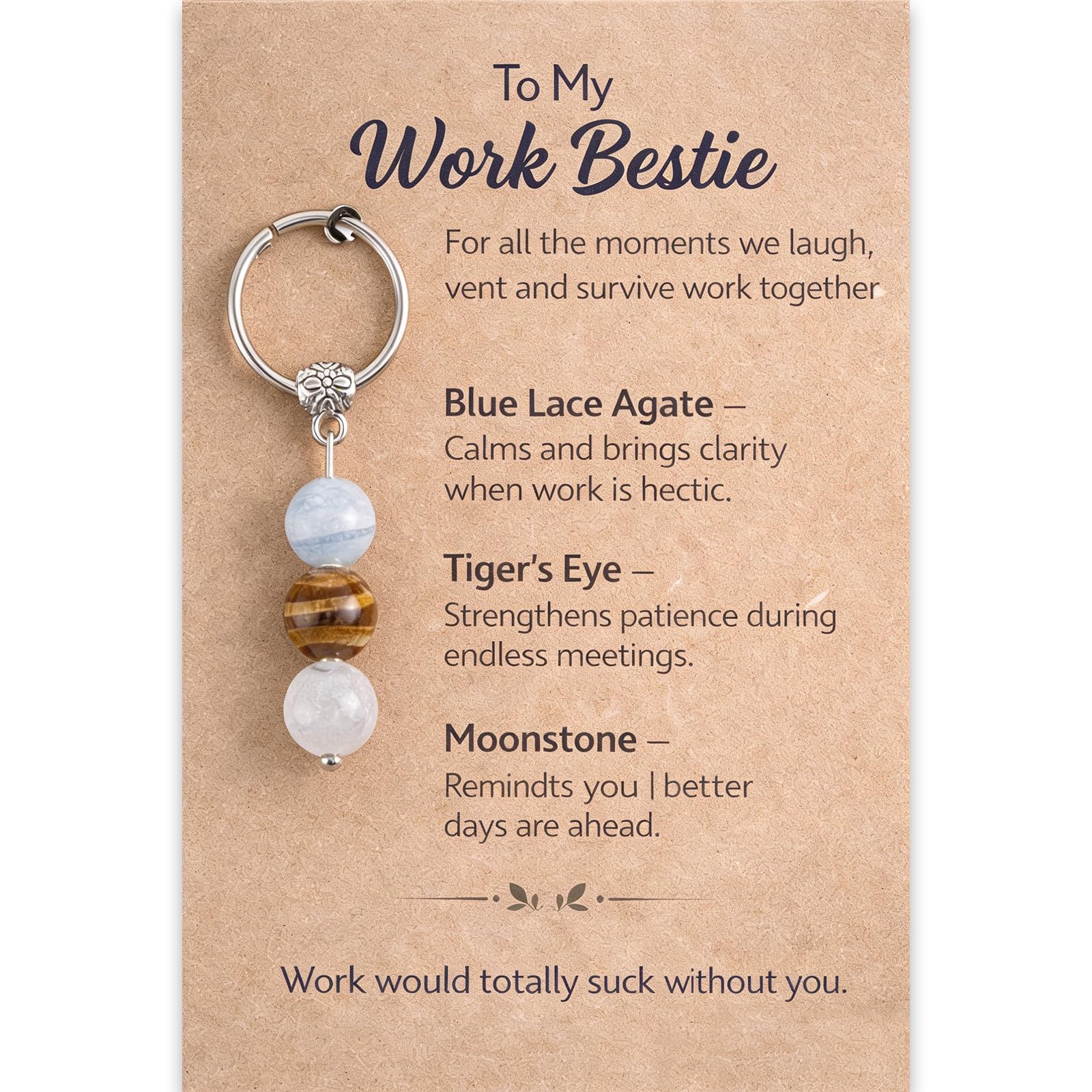Ethlomoer Unisex Blue Natural Crystal Keyring Leaving Retirement Gifts For Women New Job Gifts For Women Keychain, Goodbye Gifts For Colleagues & Leaving Gifts,Good Luck Gift For A Colleague