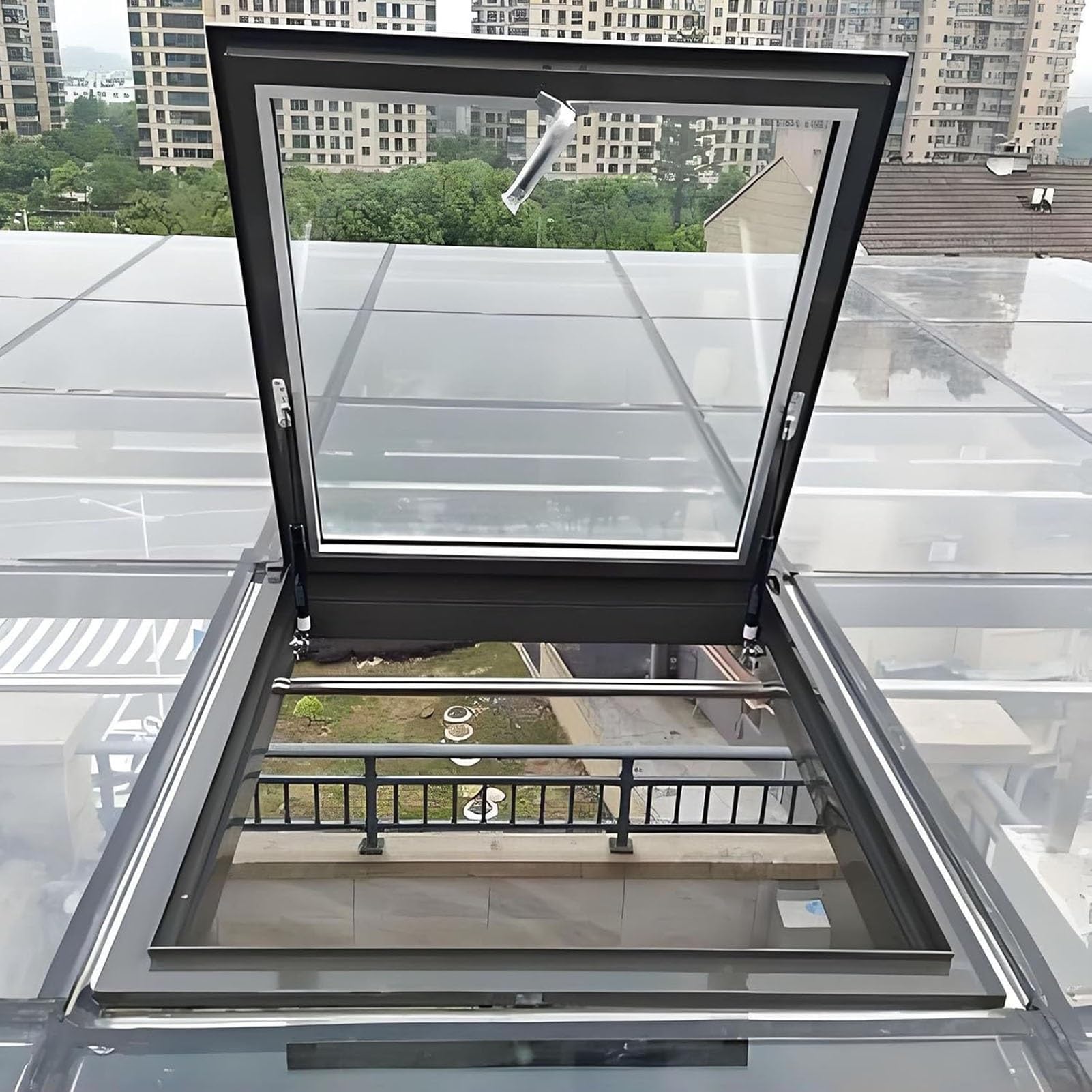 Konfigurowalny aluminiowy właz dachowy - drzwi wejściowe do okien dachowych i ogrodów zimowych (75 x 85 cm) - odporny na warunki atmosferyczne, łatwy montaż
