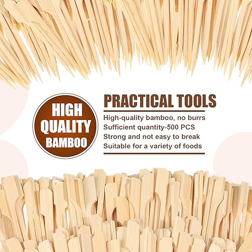 Miniatura 2 de Chengu 500 pinchos de bambú de 3.5 pulgadas, palillos de dientes de madera para cóctel, palillos de bambú para aperitivos de alimentos, brochetas de