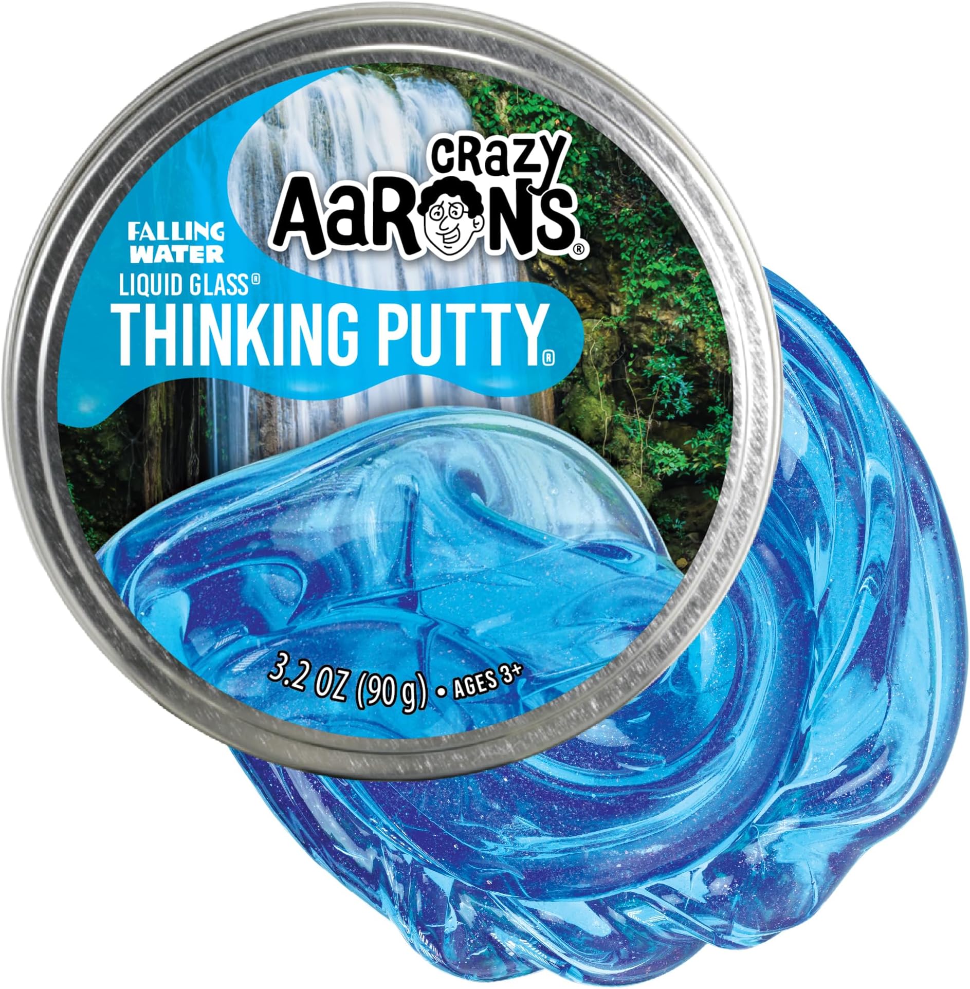 Transparent Thinking Putty - 4" Falling Water Liquid Glass See Through Putty Tin - 90 Grams, Never Dries Out