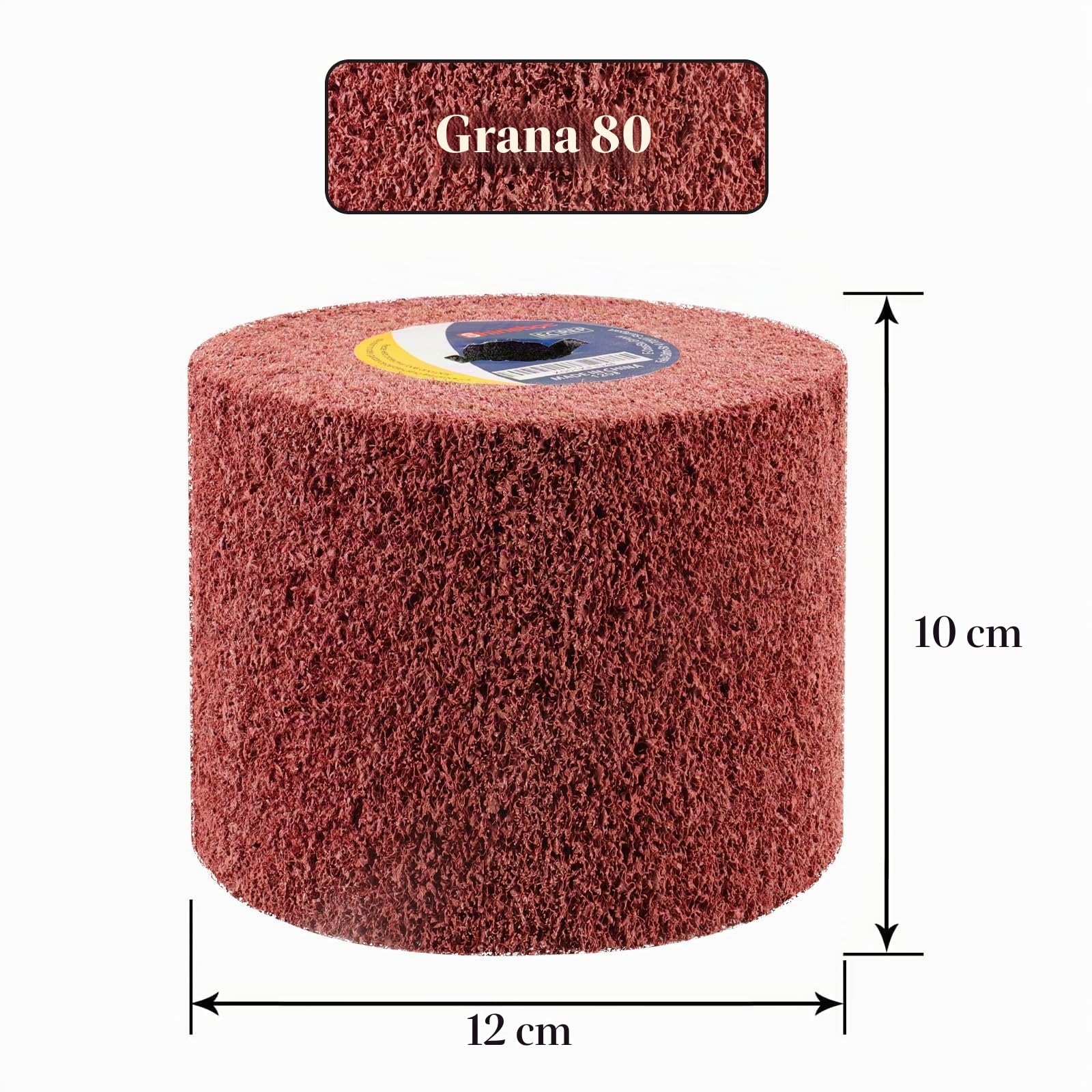 Spazzola a Rullo Abrasivo in Fibra Sintetica,per Ristrutturare Superfici di tutti i tipi Abrasivo per Macchina Smerigliatrice,Ø120x100x19MM - Grana 80