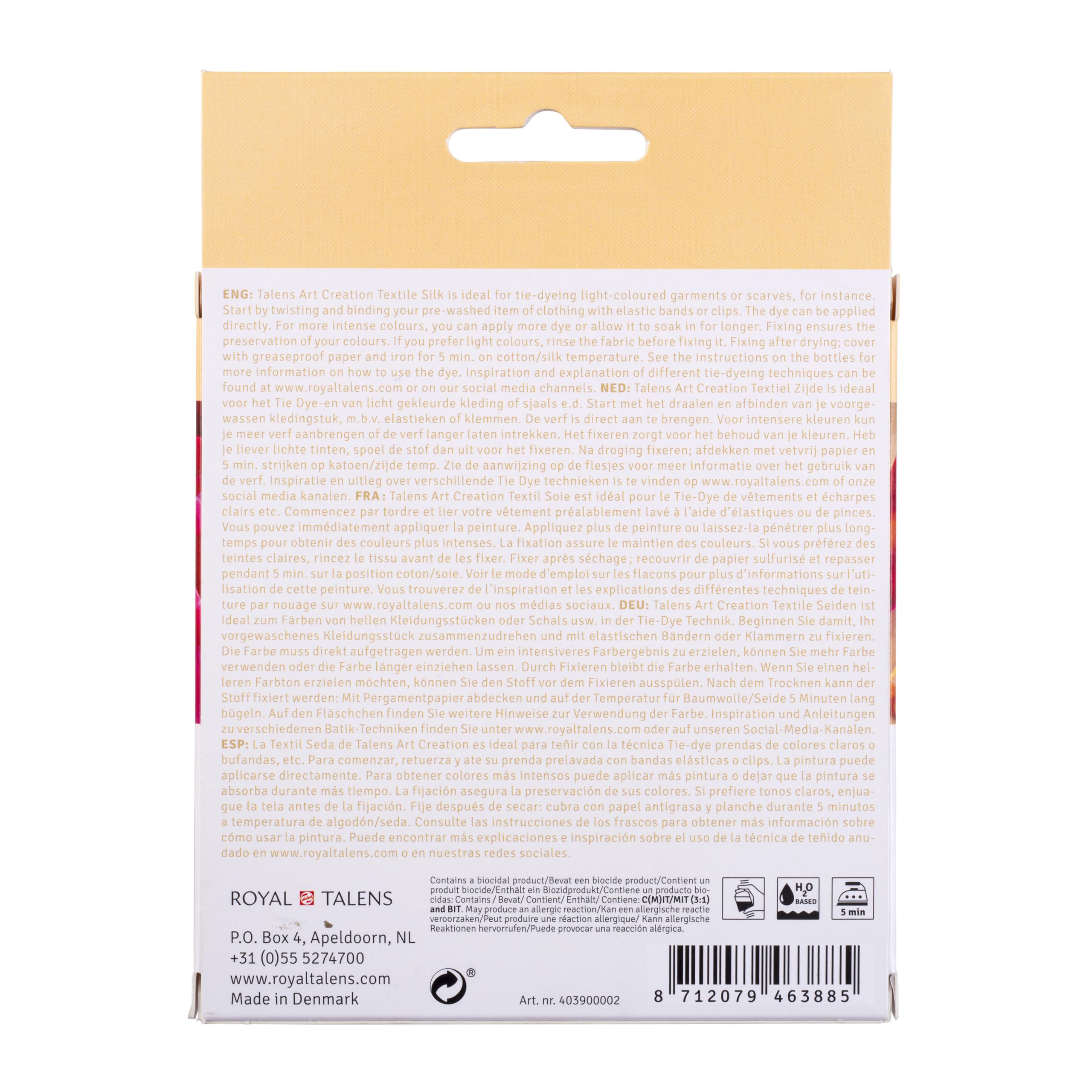 Talens Art Creation Tie Dye with Textile Silk Set - Set of 3, Warm Colors, Bottles