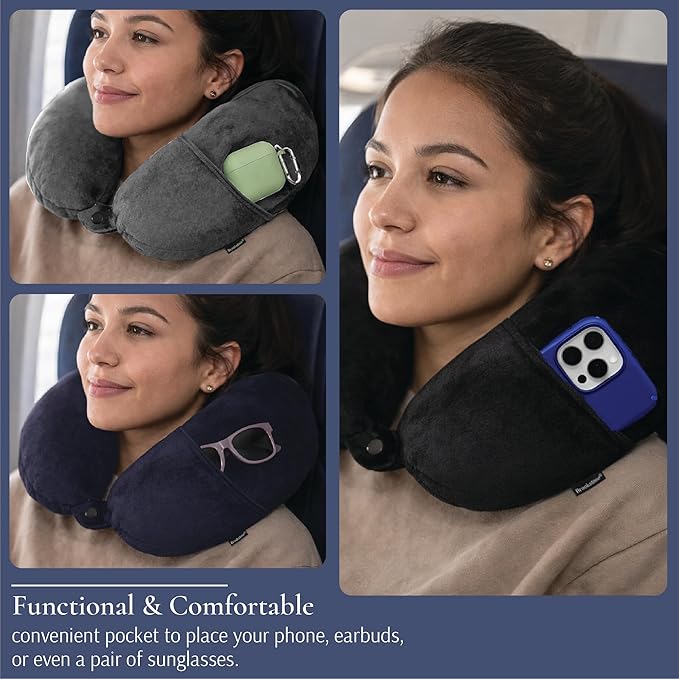 Almohada de Viaje Microbead Ligera con Bolsillo miniatura 5