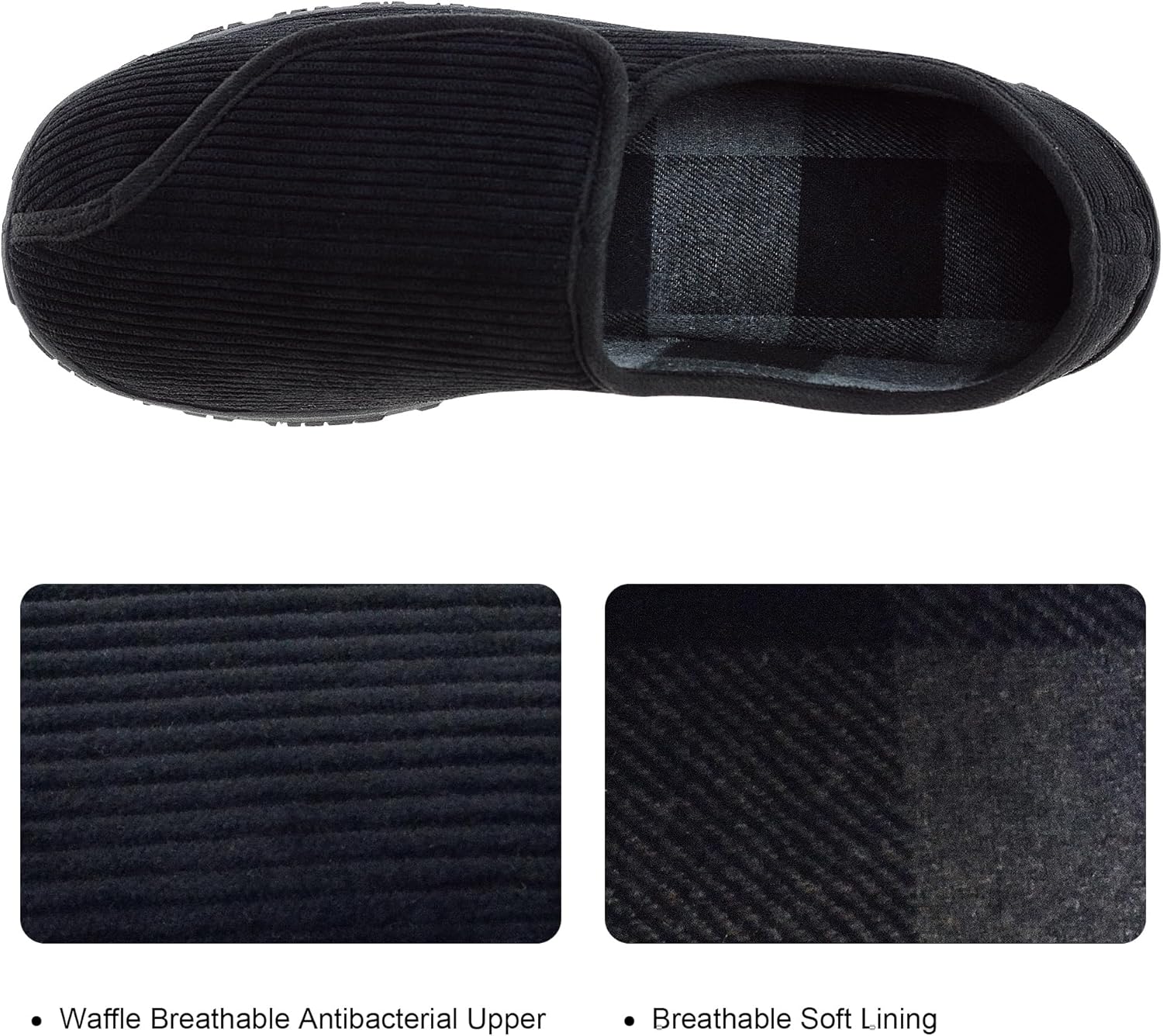 Mens Memory Foam Diabetic Slippers Extra Wide Comfy with Coral Fleece Lining for Arthritis Edema Swollen Feet House Shoes for Men - Image 6