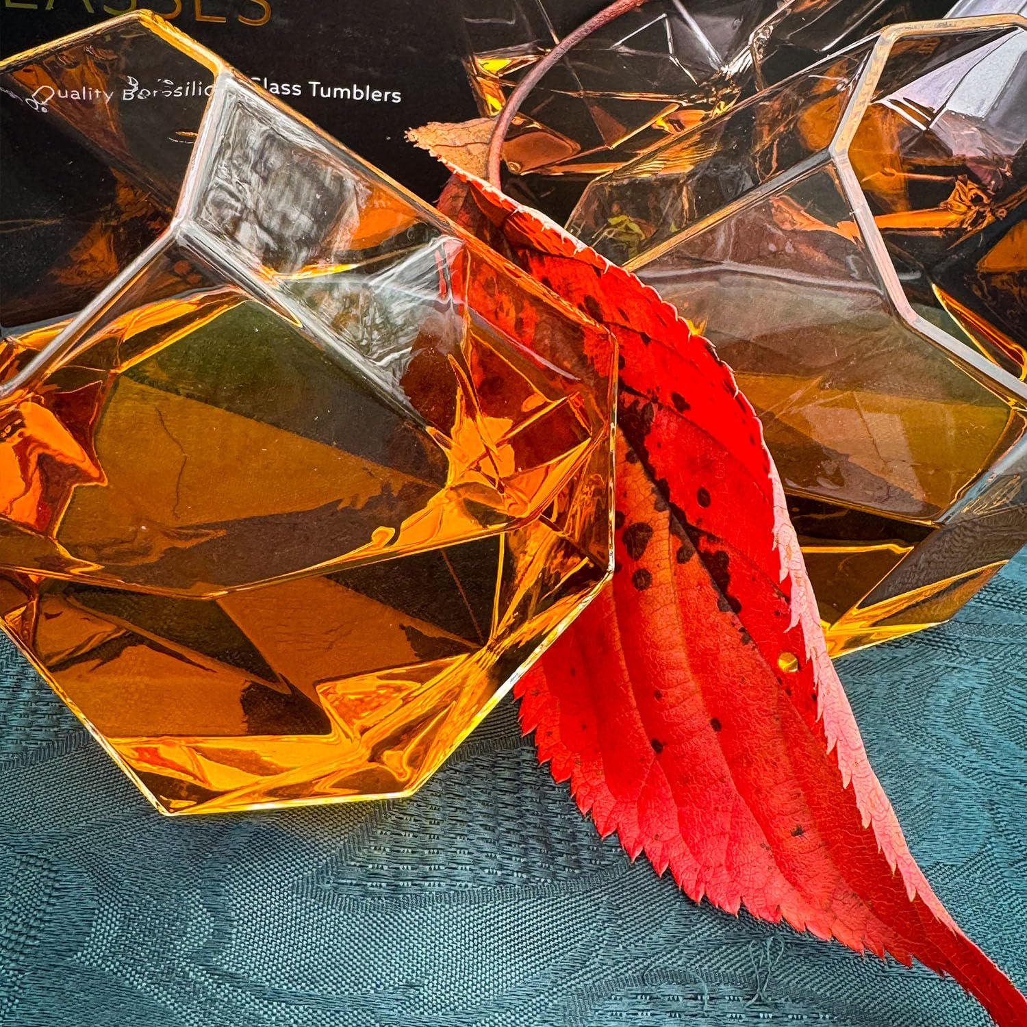 Verres Diamant, Set de 2 verres à whisky, Verres à whisky insolites, Pivotant sur pied, Coffret cadeau, [Probable] Transparent