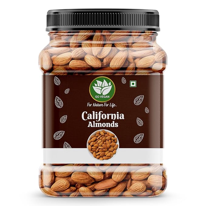 Go Vegan Natural and Premium California Almond 1KG | Quality Badam Giri | - Almonds - Rich in Protein an d Increase Stamina | Real Nuts | Whole Natural Badam Dry Fruits