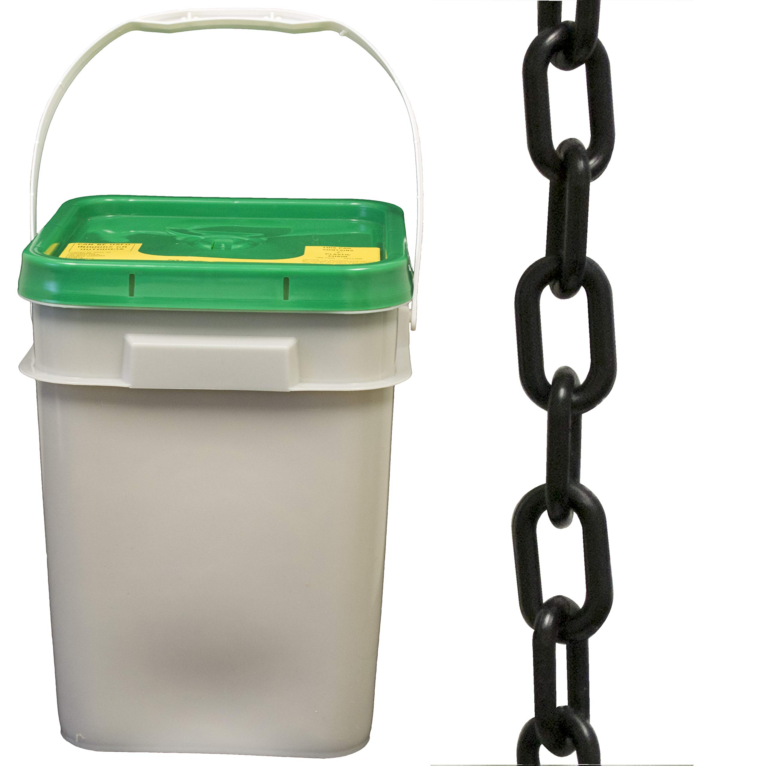 Mr. Chain Plastic Barrier Chain Pail, Black, 2-Inch Link Diameter, 160-Foot Length (50003-P)