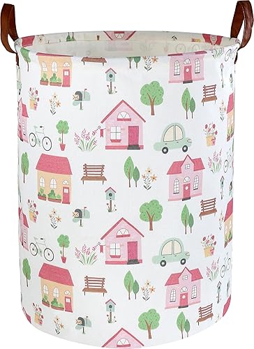 Miniatura 1 de Cesta de lavandería rosa, decoración de habitación de niñas, canasta impermeable para guardería, cesta de ropa de bebé, cesta de almacenamiento de