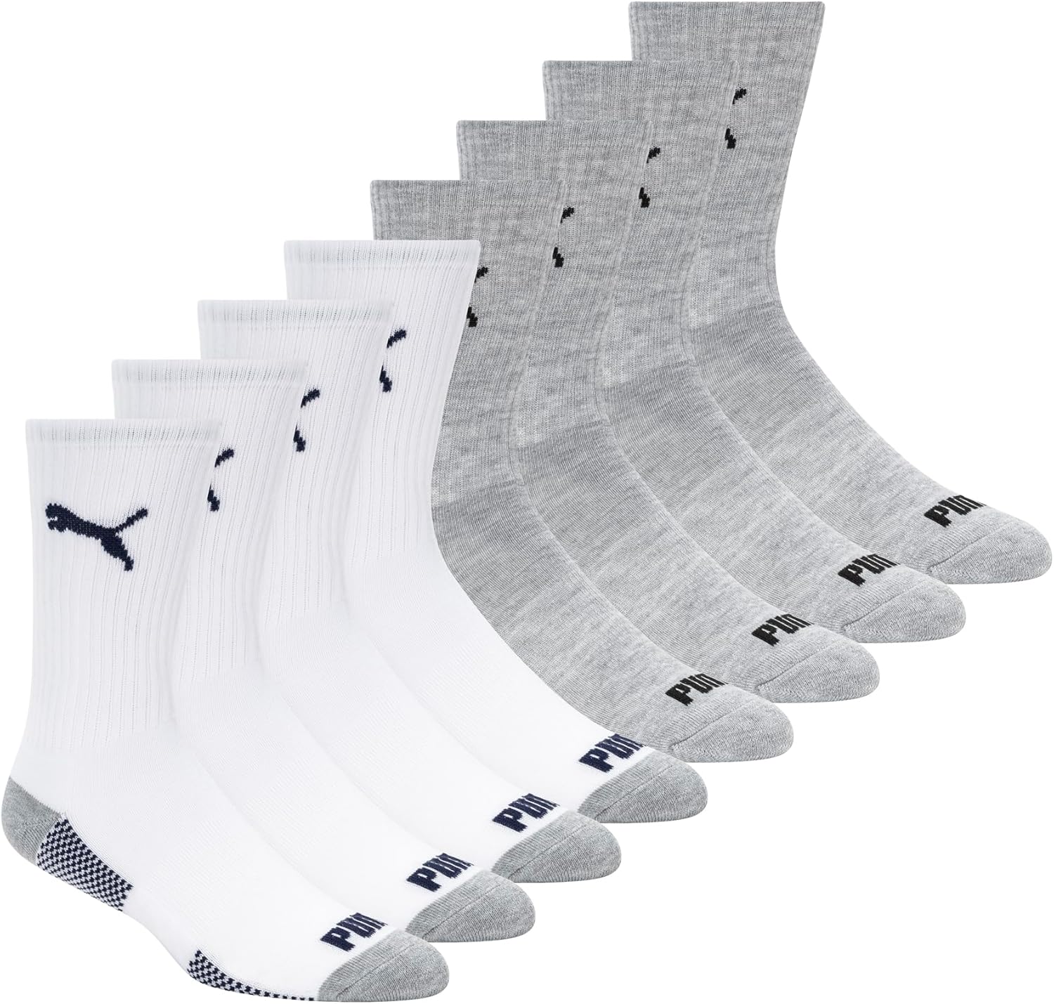 PUMA Mens 8 Pack Athletic Cushioned Crew SocksAthletic Socks