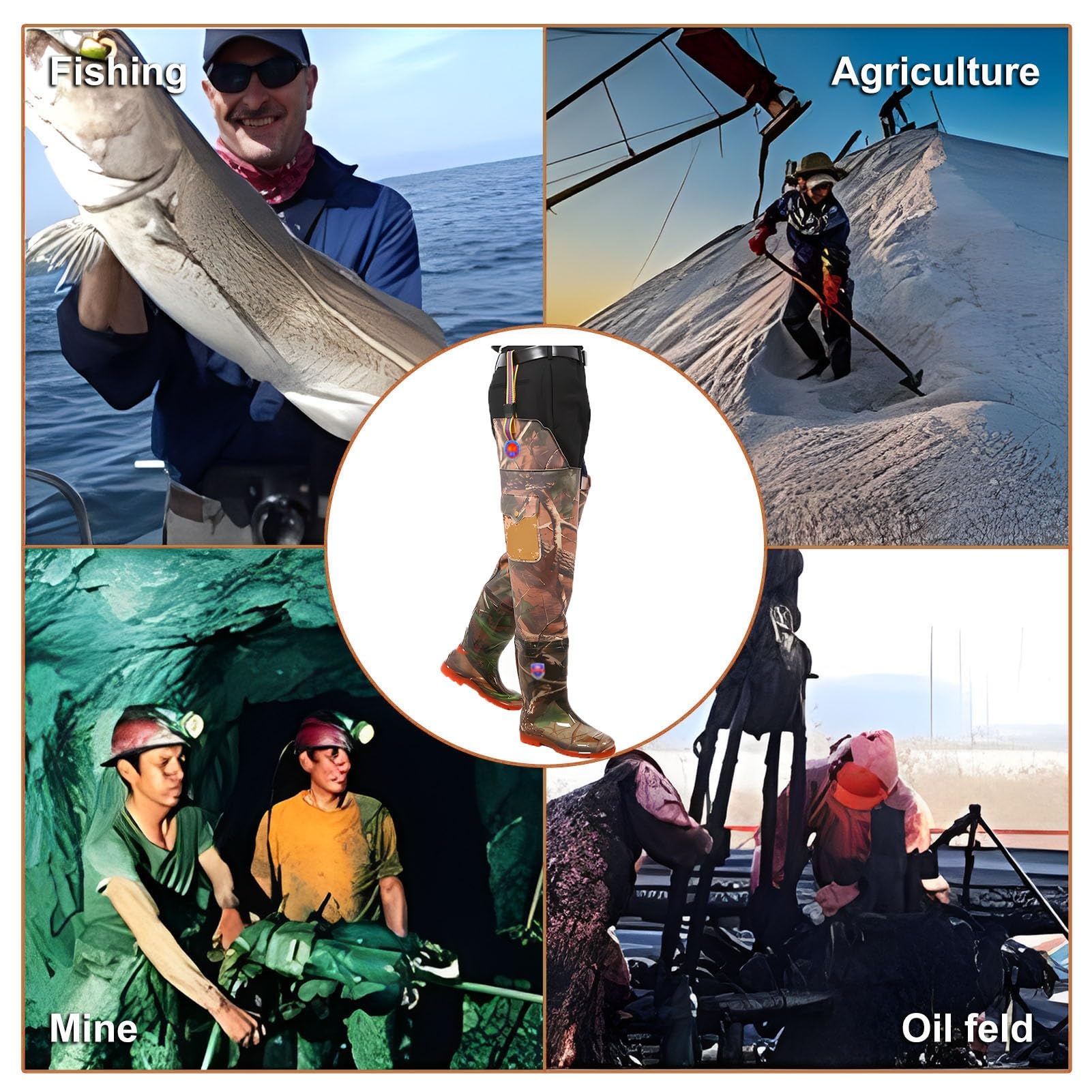 Pantaloni da Pesca all'aperto, Stivali mimetici da Esterno, Stivali da Pesca in Nylon a 2 Strati in PVC Impermeabili e Traspiranti, per la Pesca nelle paludi di Caccia (5.5)