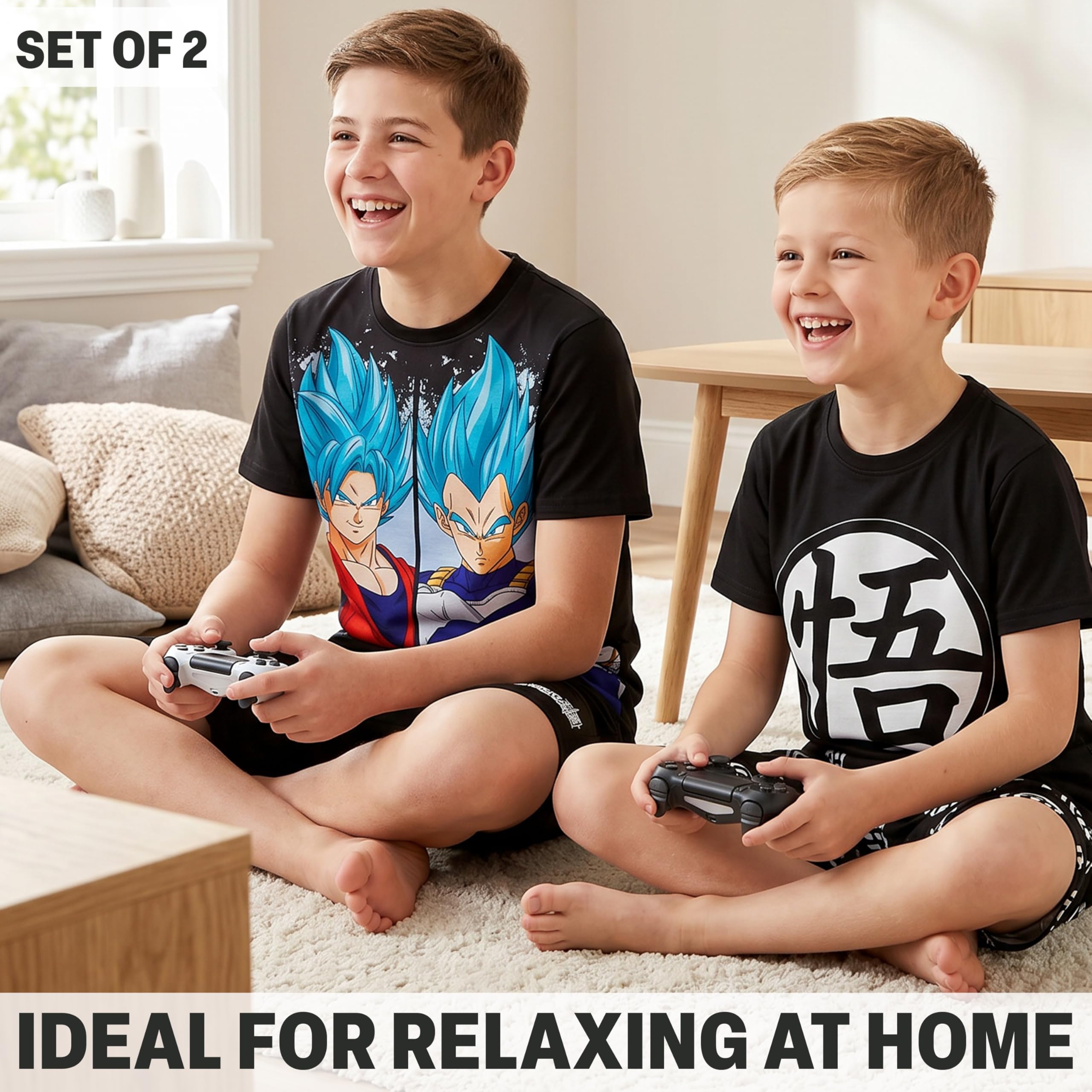 One Piece Dragon Ball Z Pijama Niño Verano 2 Pack 7-14 Años Conjunto Camiseta Manga Corta Pantalones Cortos Regalos