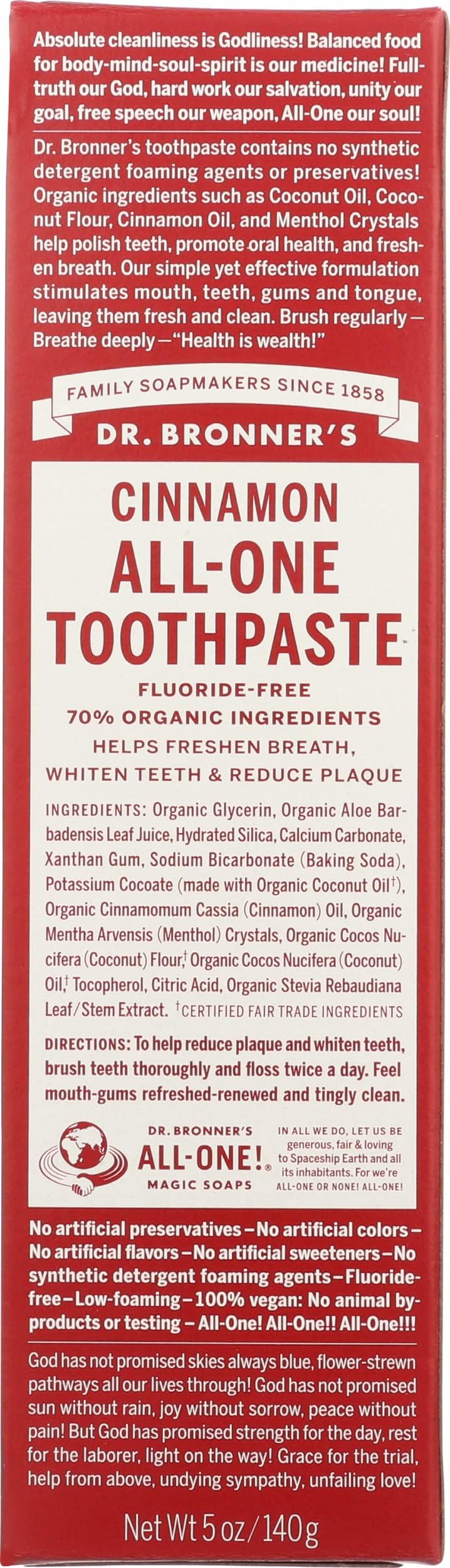 Dr. Bronner’s AllOne Toothpaste (Peppermint, 5 ounce, 3