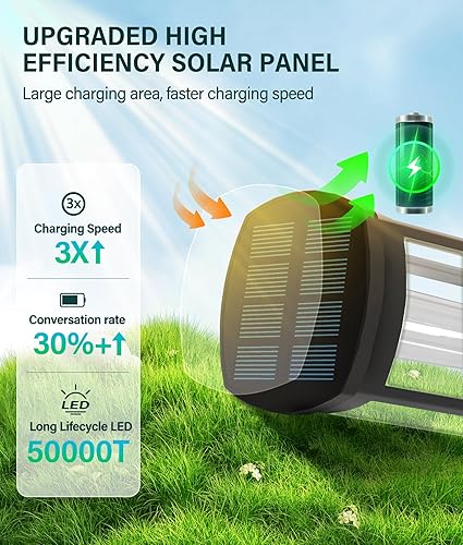 Miniatura 3 de Paquete de 8 luces solares para senderos al aire libre, luces solares brillantes para caminos exteriores, impermeables, luces solares de paisaje