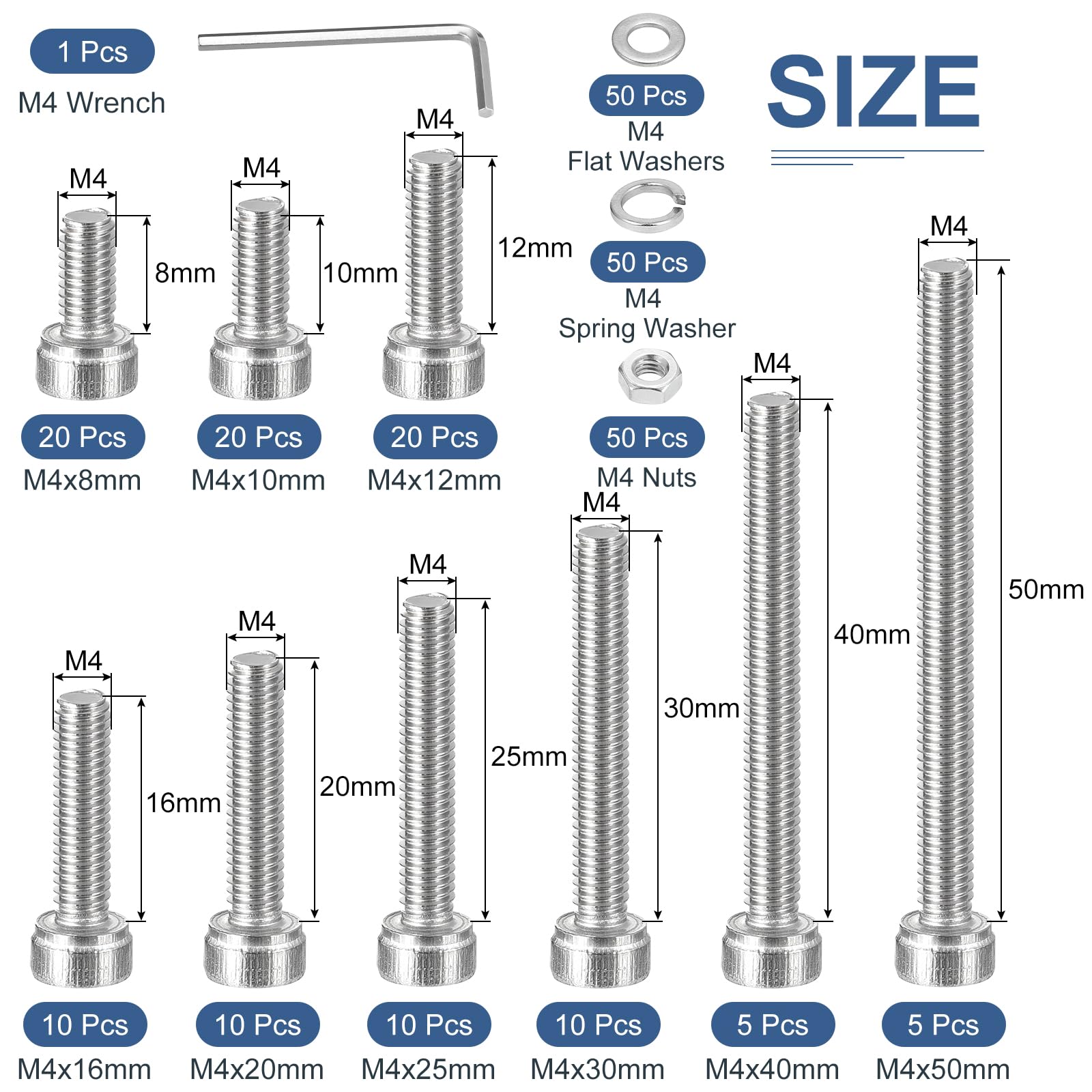50 Viti A Testa Esagonale M4-0.7x10 - Acciaio Carbonio, Nero, Per Bici E Auto - Foto 7