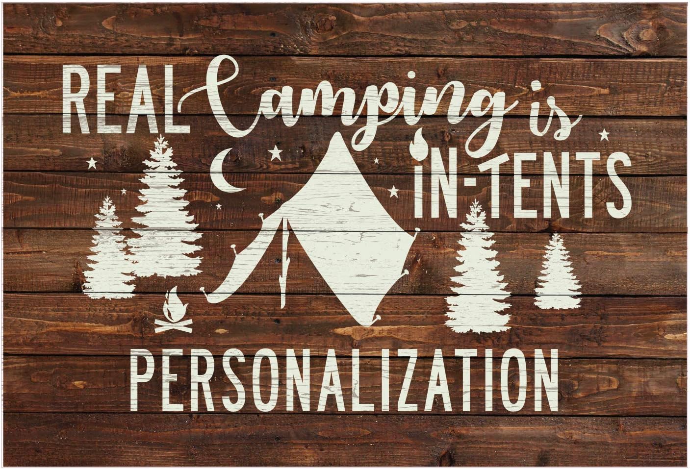 Personalized Planet Real Camping is in Tents Doormat with Custom Family Name Printed on Brown Rectangular 1/8” Thick Non Slip Mat for RV Campsite Deck or Porch, 27x18