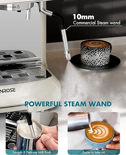 Miniatura 6 de Máquina de café expreso con molinillo, máquina de café expreso de 20 barras con espumador de leche, máquina de vapor para el hogar, máquinas de café