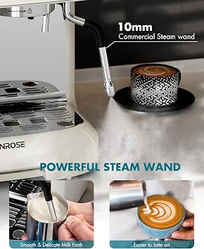 Espresso Machine With Grinder, 20 Bar Espresso Machine with Milk Frother Steam Wand, Espresso Machines for Home, Expresso Coffee Machines Professional, Cappuccino Latte Machine