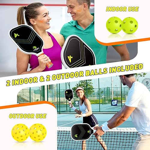 Miniatura 7 de Pickleball Paddles Set of 24, USAPA Approved Lightweight Fiberglass Pickleball Set with 4 Pickleballs, 1 Pickleball Sling Bag, 2 Cooling Towels,