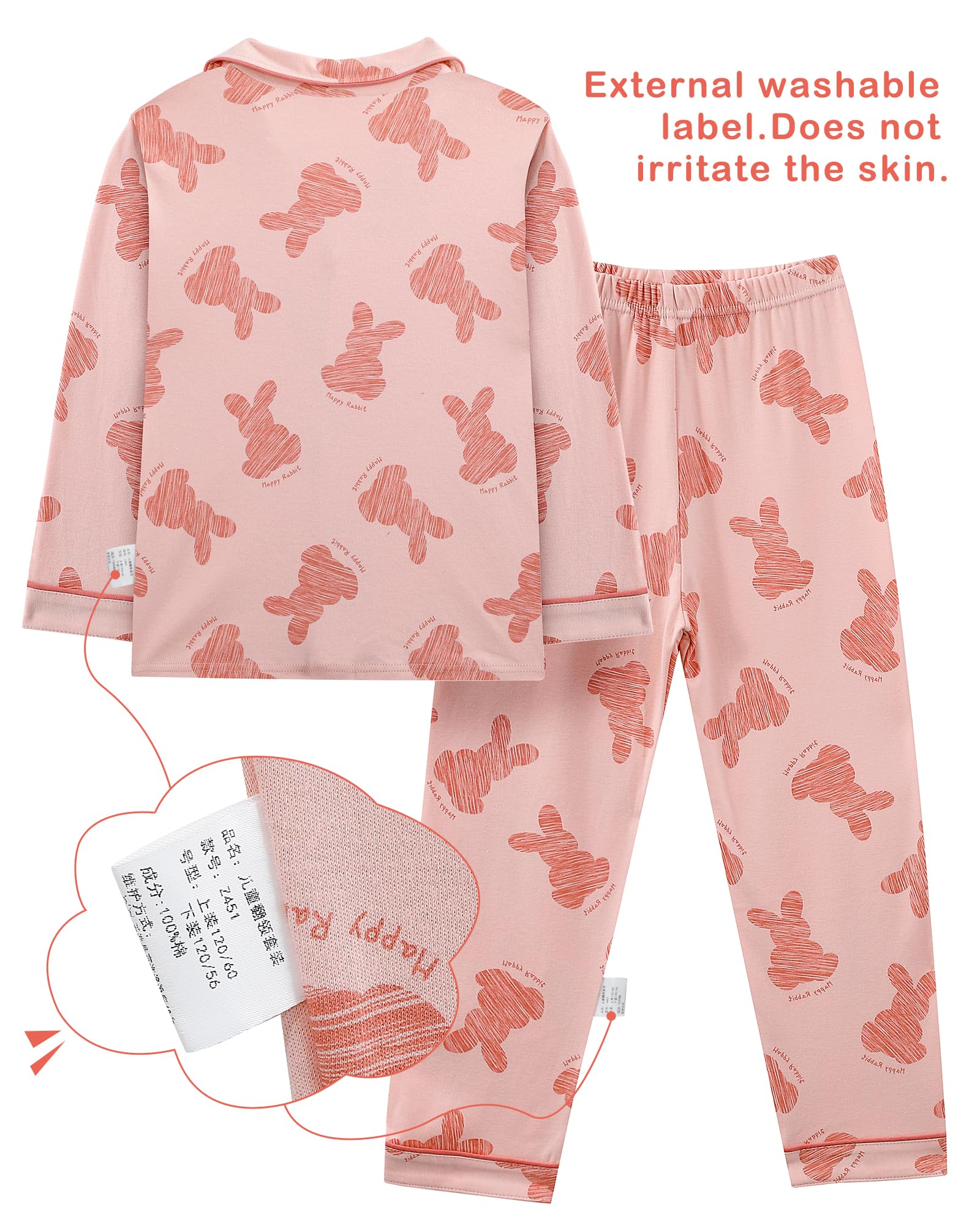 KAKU NANU Pyjama Enfant Coton 2-11 Ans Fille Garcon– Lot de 2 Pyjamas Longs Manches Doux et Respirant pour Enfant – Vêtement de Nuit Boutonné (Uni ou Imprimé)