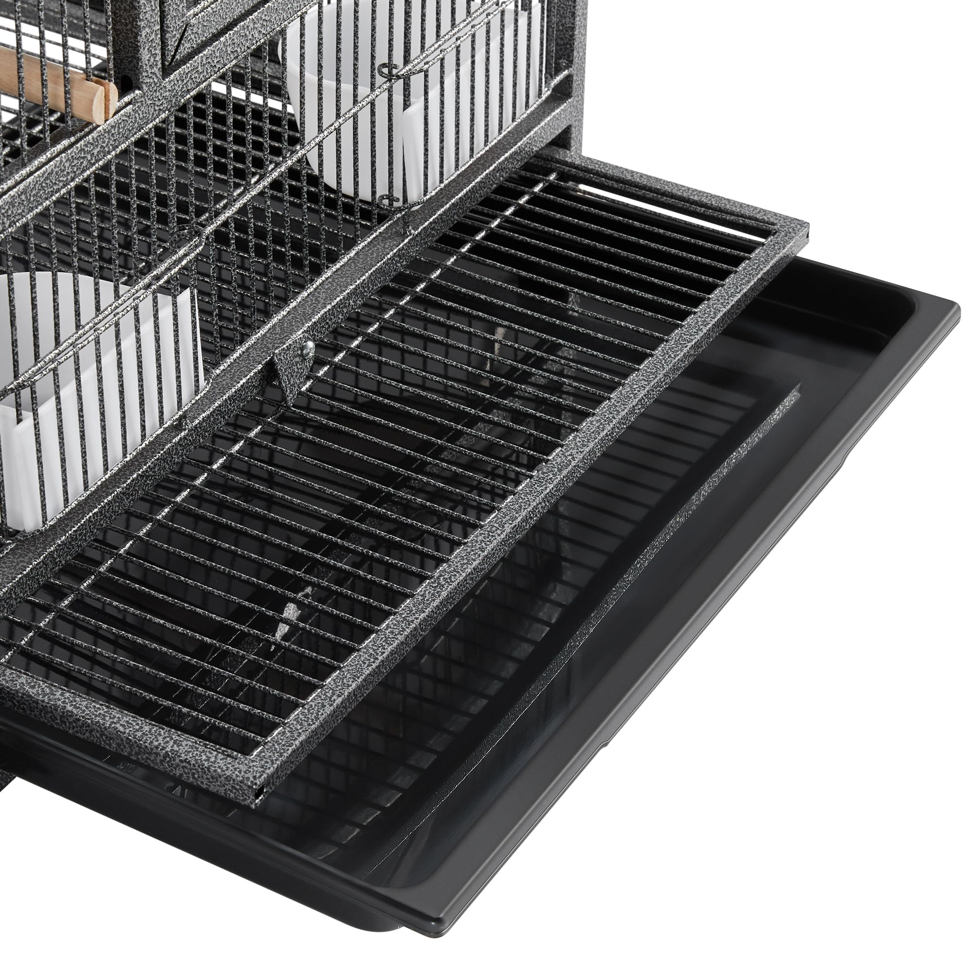 Yaheetech Großer Vogelkäfig Vogelvoliere Papageienkäfig Doppelkäfig Trennwand Trenngitter Zuchtkäfig Vogelhaus 96 X 46X 53 cm Schwarz