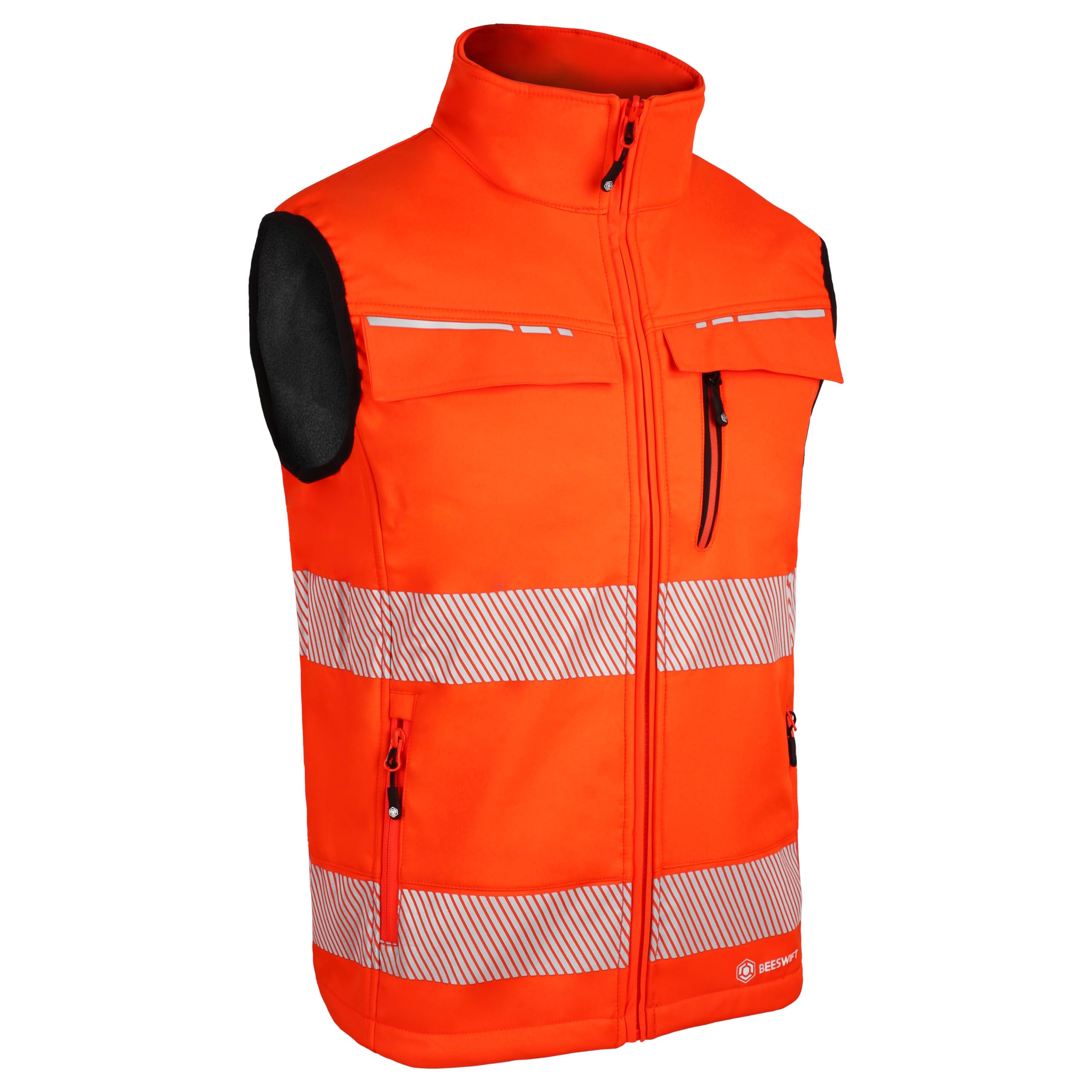 BEESWIFT DELTIC HI-VIS SOFTSHELL RAIL BODYWARMER ORANGE S