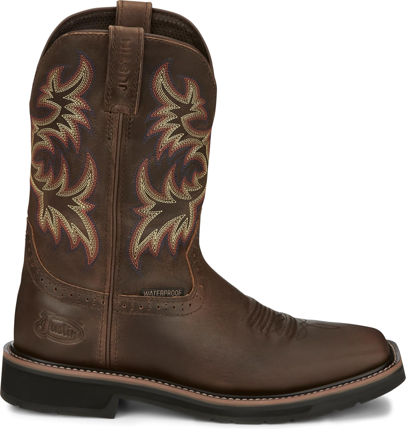 Justin Driller 11" Waterproof Work Boot for Men's - Stampede Collection - Full Grain Leather, Rubber Outsole - Image 3