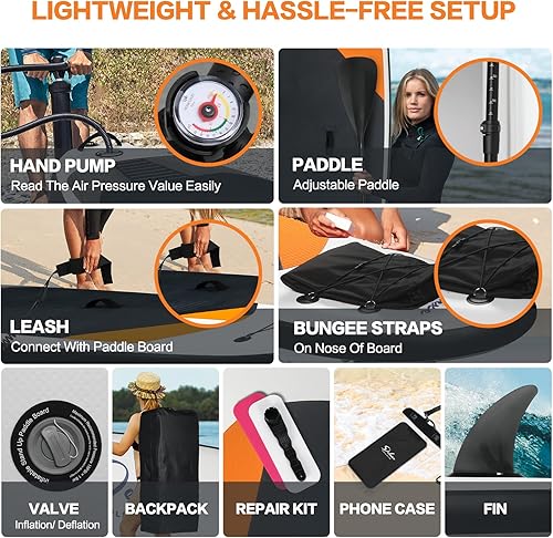 Miniatura 3 de Tabla de remo inflable Simple Deluxe Premium para todos los niveles de habilidad, tablas de remo rosa para adultos y jóvenes, tablas de remo