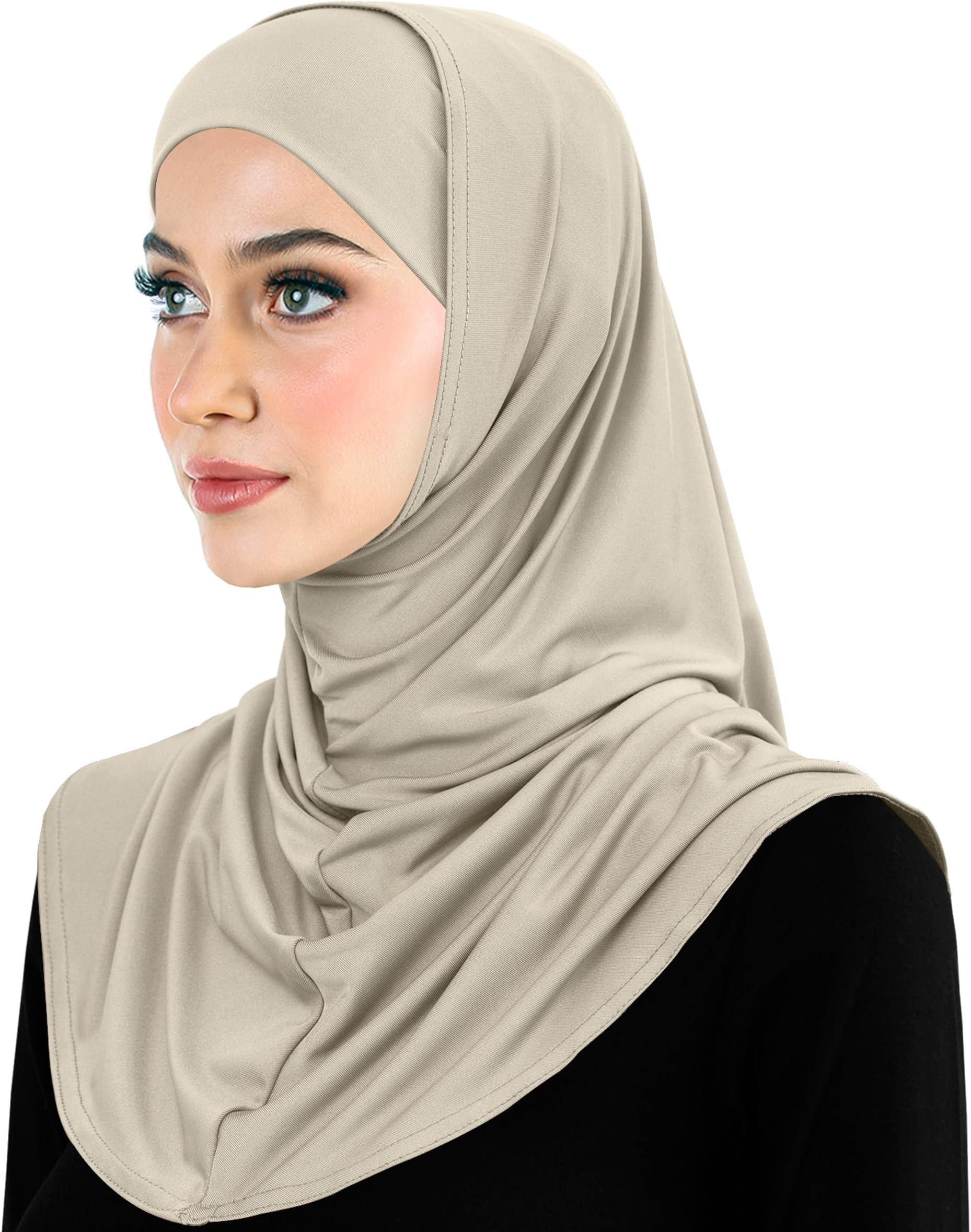 Amira Hijab 2 piece Elastane-Spandex Head Scarf with Underscarf Cap for Women