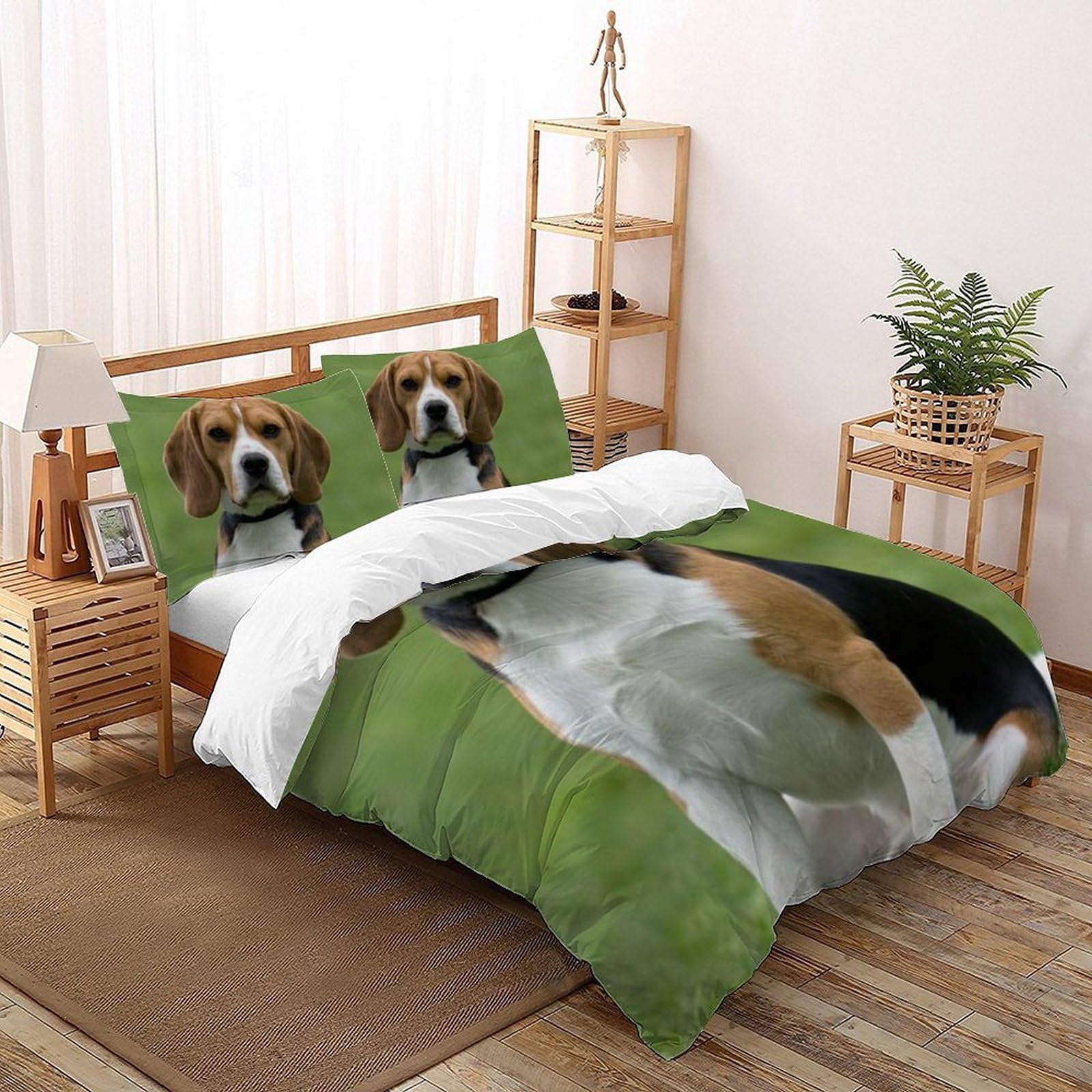 Housse de couette King chiots microfibre 220x240 cm avec 2 taies d'oreiller