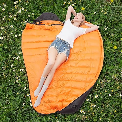 Miniatura 7 de Saco de dormir de plumón de pato de 15F y 10F para adultos, potencia de relleno de 650, ultraligero para 4 estaciones, saco de dormir rectangular