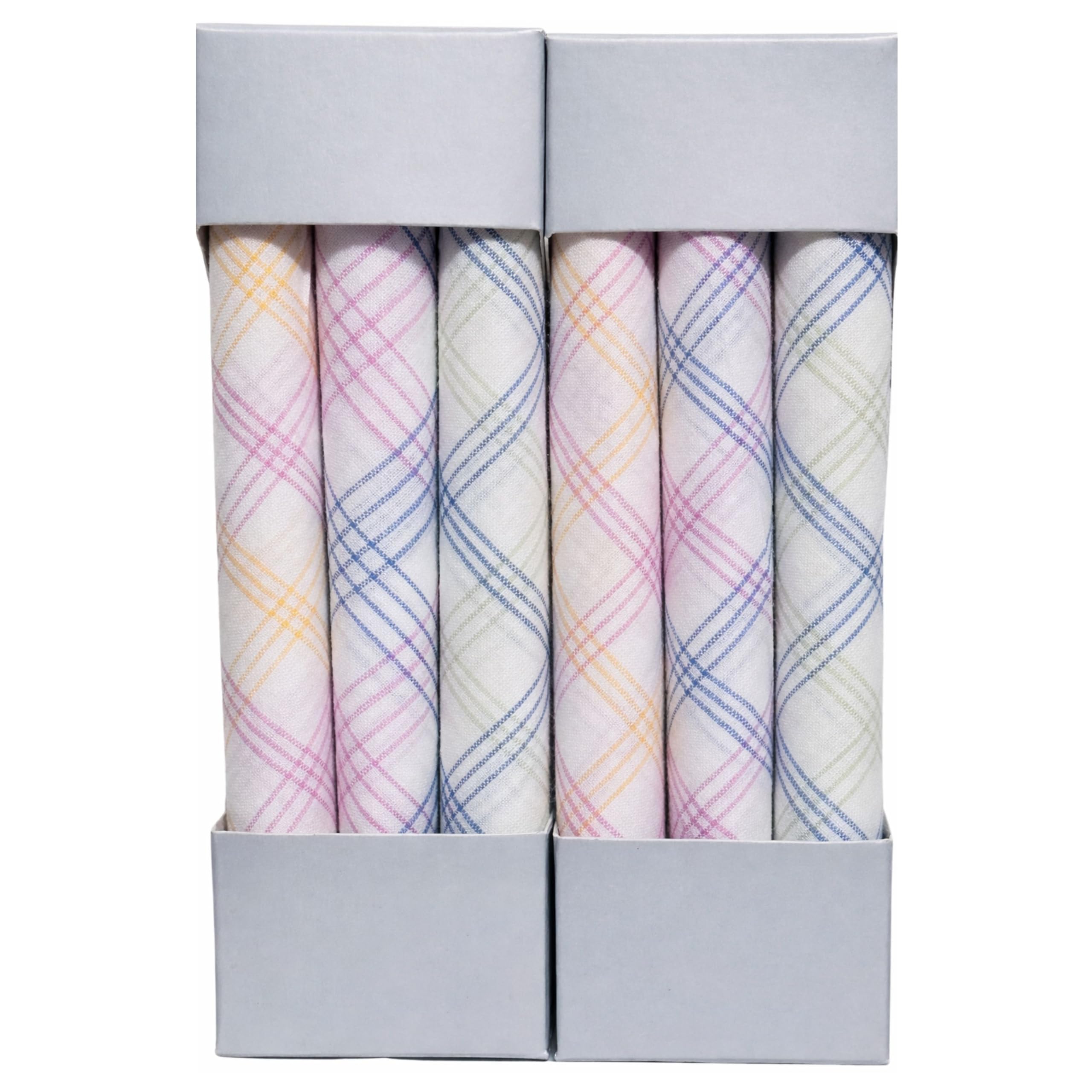 Cotton Striped Handkerchief for Women | Soft, Skin-Friendly, Lightweight & Absorbent | Reusable Pocket Hanky for Daily Use (Multicolor) (Pack of 6)