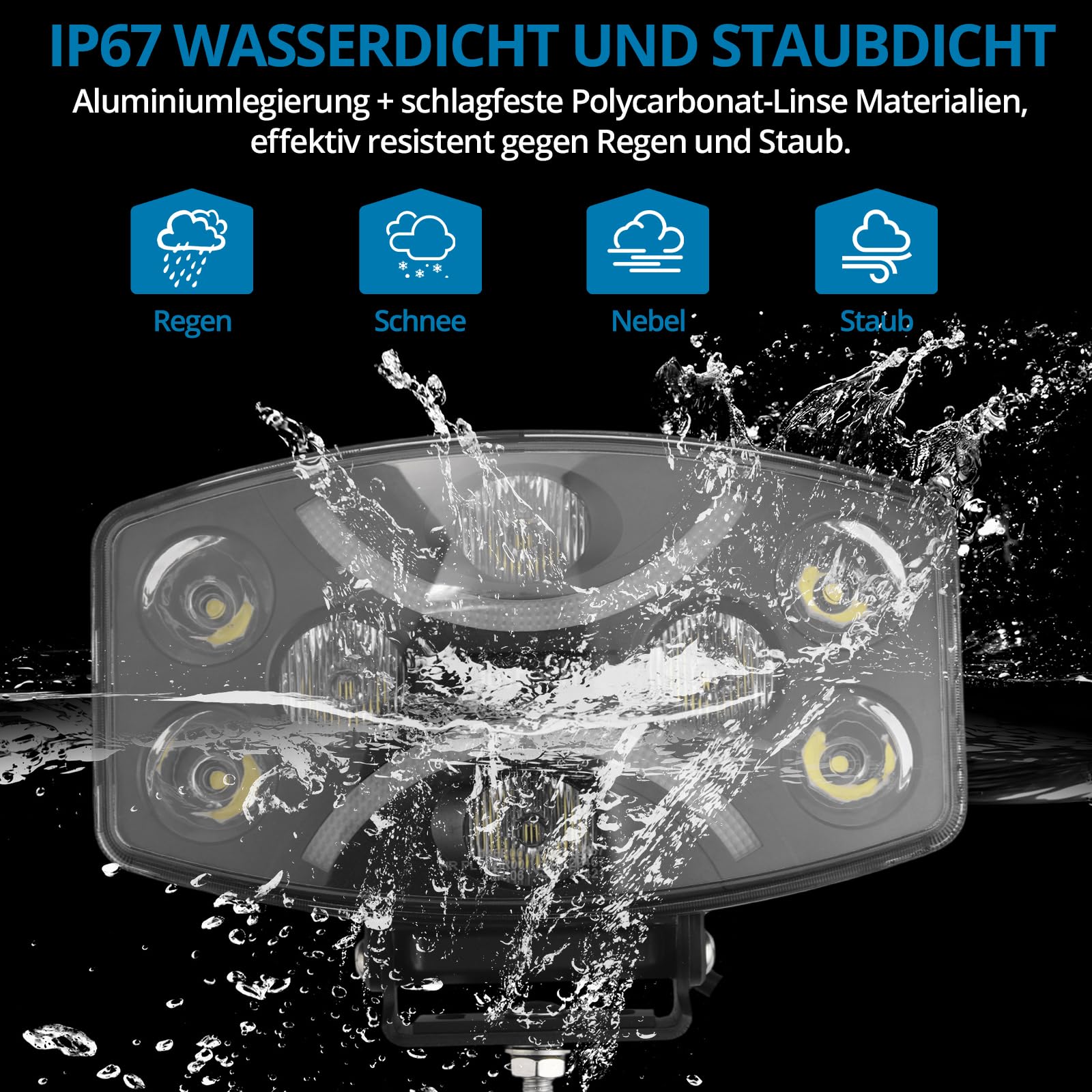 AUTOUTLET LED Arbeitsscheinwerfer, 10" LED Fernscheinwerfer 10-48V, 120W 12000LM Zusatzscheinwerfer ECE Zulassung IP67 Wasserdicht, Weiß Amber Tagesfahrlicht Offroad Scheinwerfer für Traktor LKW SUV