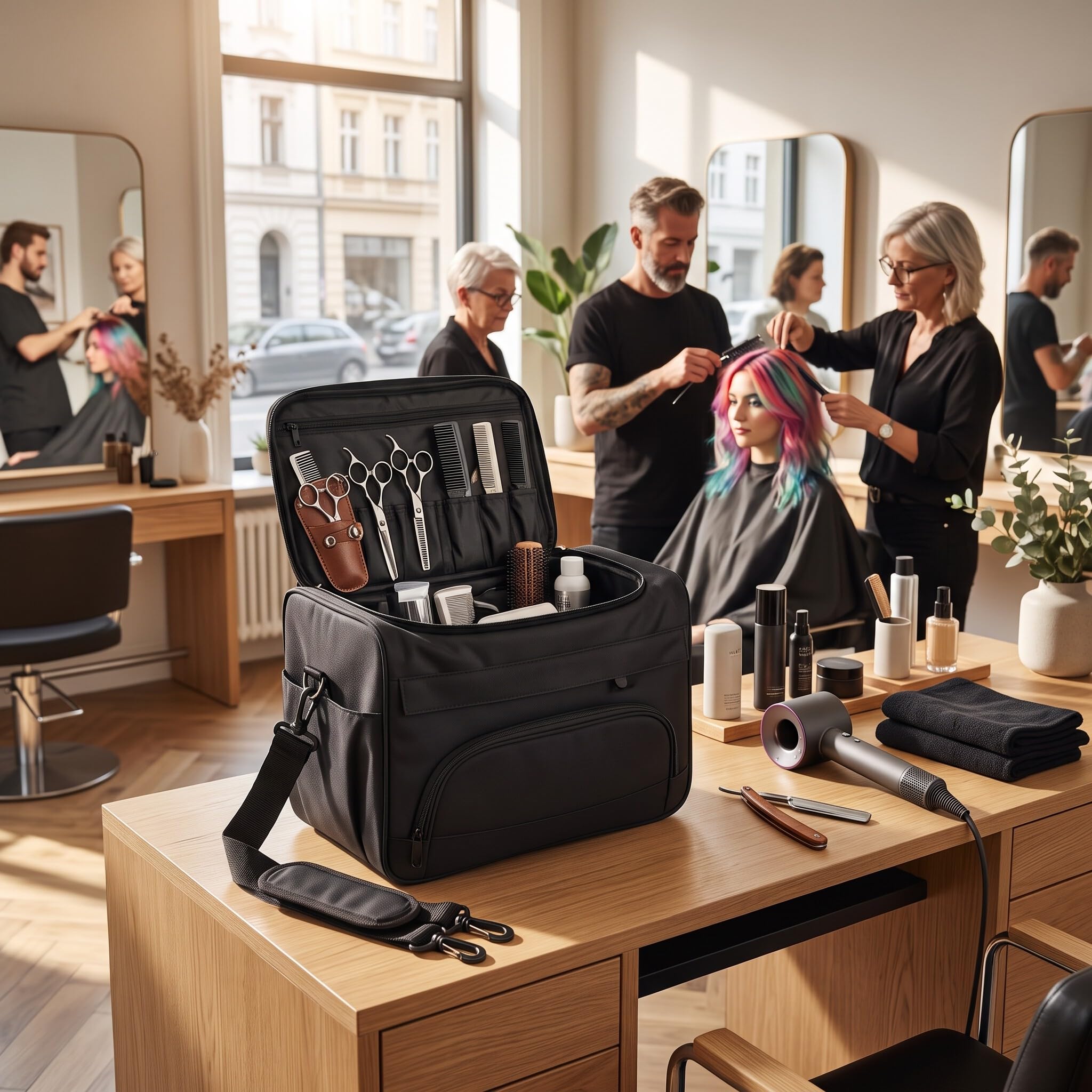 Ejoyous Friseurtaschen, Werkzeugtasche Friseur Reisetasche Tragetasche Reise Aufbewahrungstasche Tasche Schönheitssalon Kosmetiktasche für Friseur Werkzeug Salon Zubehör Großes