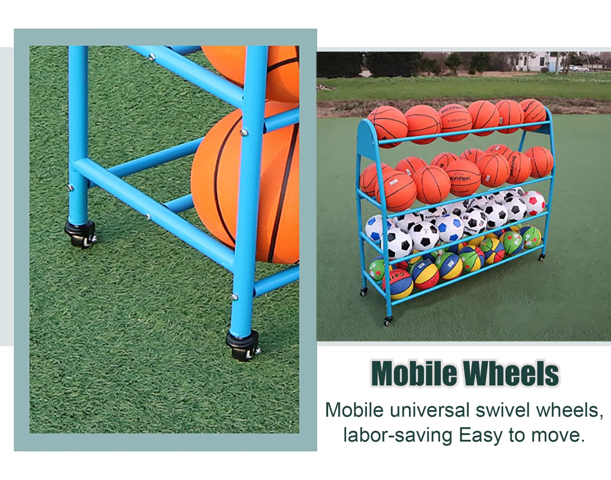 MOYOHIM Support De Rangement Vertical Pour Balles De Garage, Organisateur De Balles De Sport Pour Garage, Cage De Rangement De Balles Pour Garage, Support Mural Pour Basket-ball, Football, Volley-ball