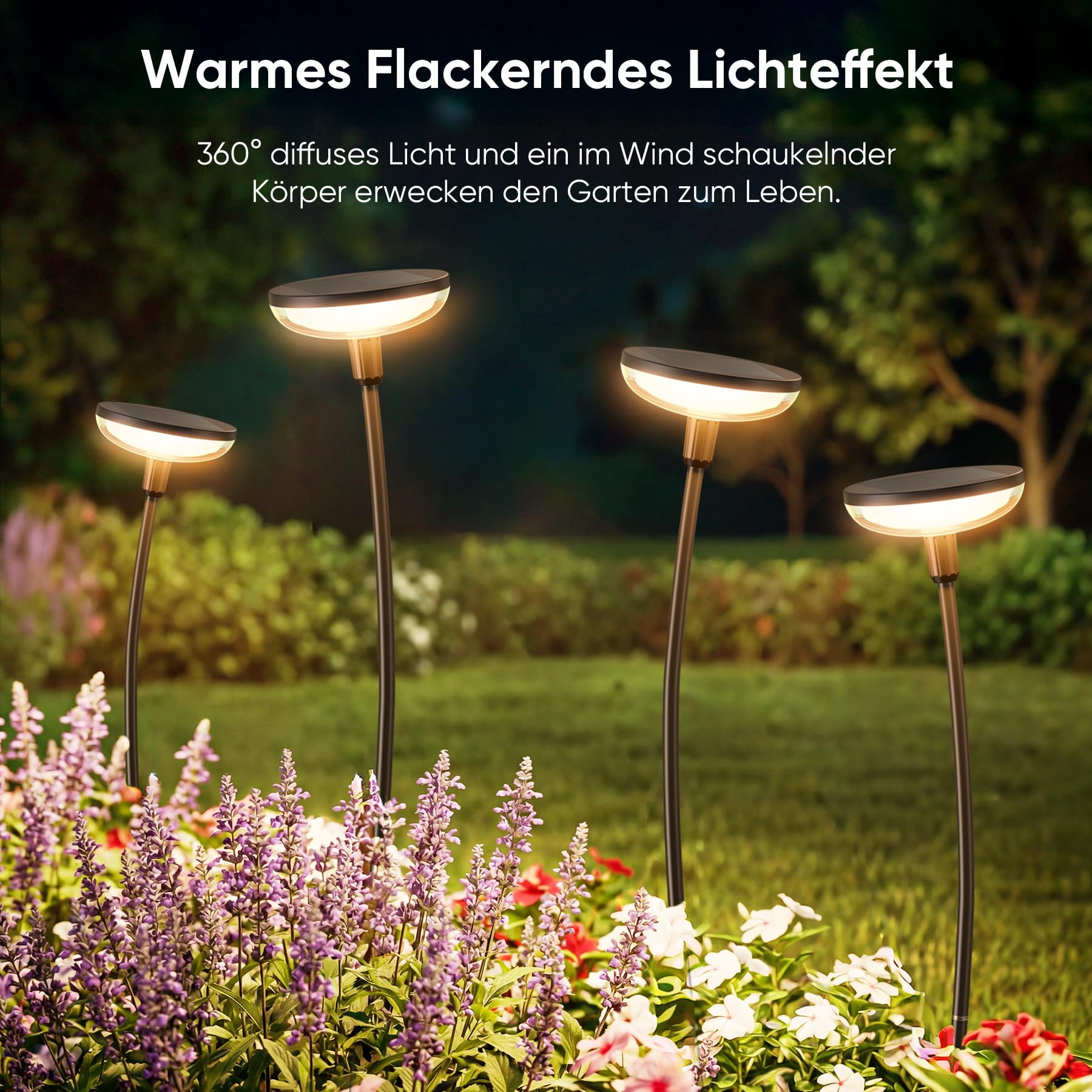 JOYCREATOR 6 Stück Solarlampen für Außen Garten 1000 mAh, IP65 Wasserdicht Moderne Garten Solarleuchten für Außen, LED Warmweiß Gartenleuchten Solar 50/82 cm mit Erdspieß für Deko, Geschenke für Papa