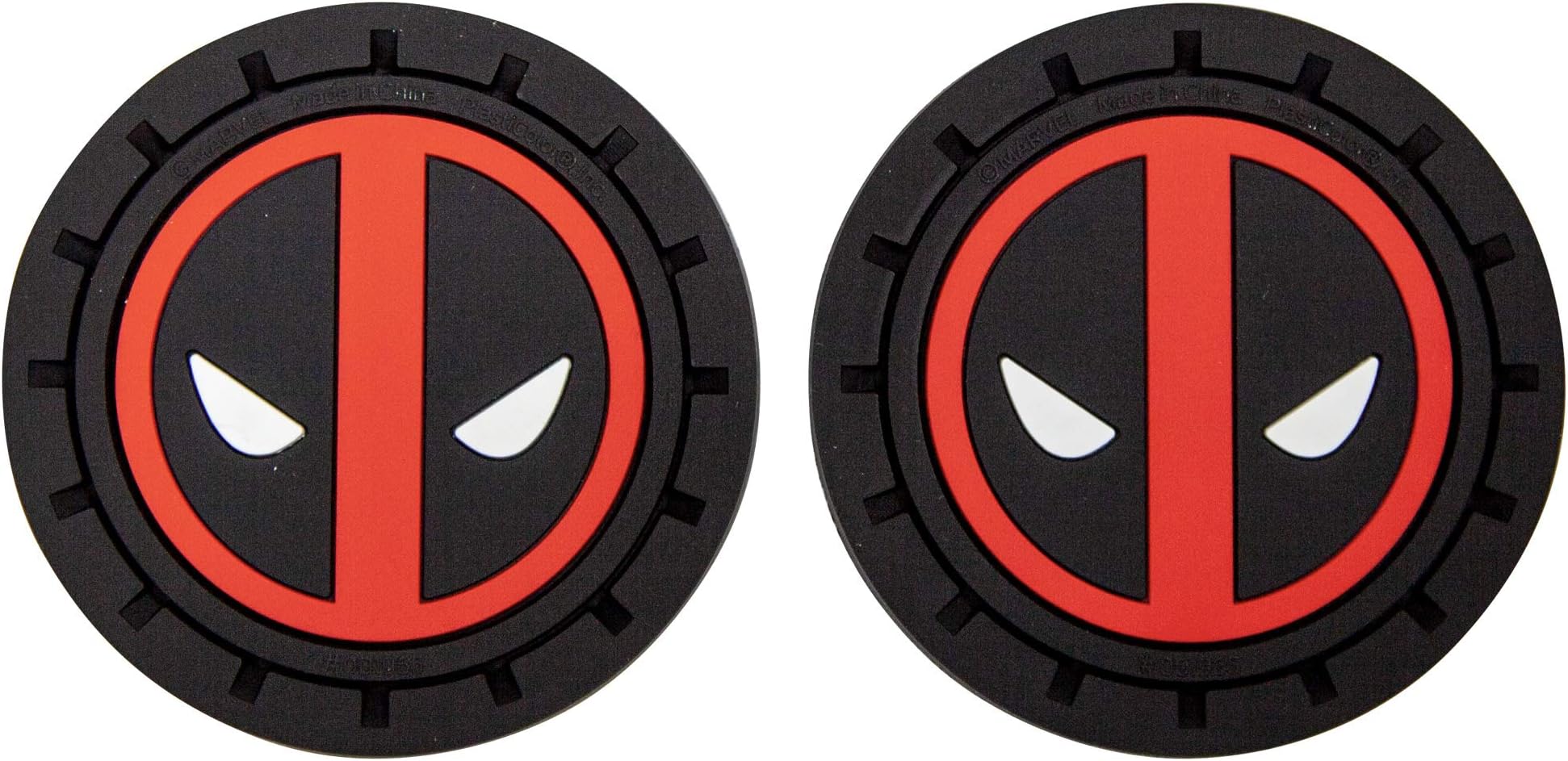 001965R01 Marvel Comics Deadpool Auto Car Truck SUV Cup Holder Coaster 2-Pack