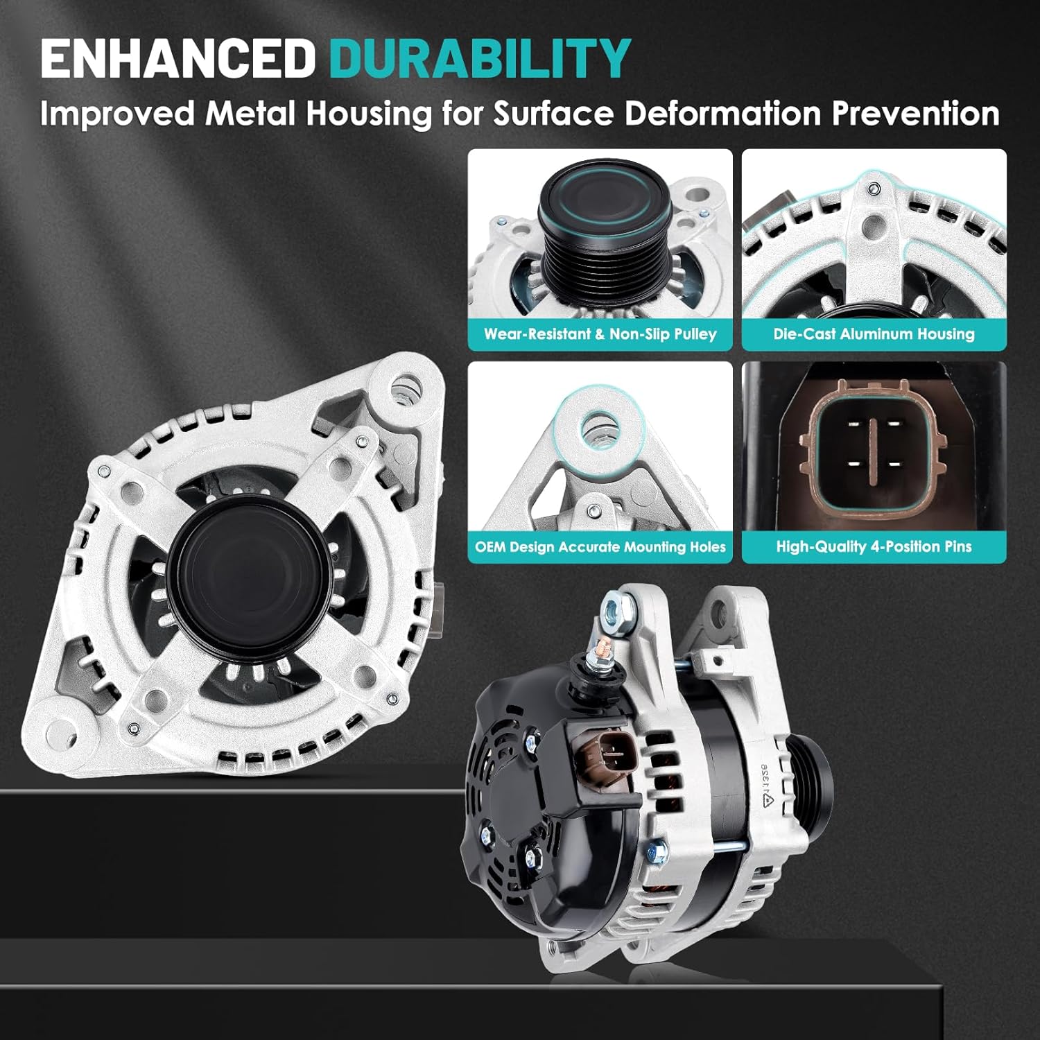 11326 Alternators Fit for Toyota RAV4 09-12, Highlander 08-16, Venza 09-16, Sienna 07-16, for Lexus RX350 10-15, ES350 13-18 V6 3.5L Automotive Replacement Alternator 27060-31161, 104210-2141