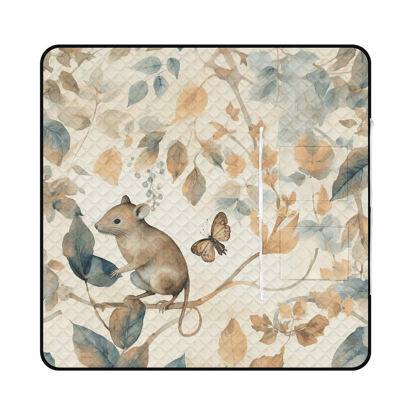 Couverture de plage imperméable motif souris tapis pliable zippé de camping