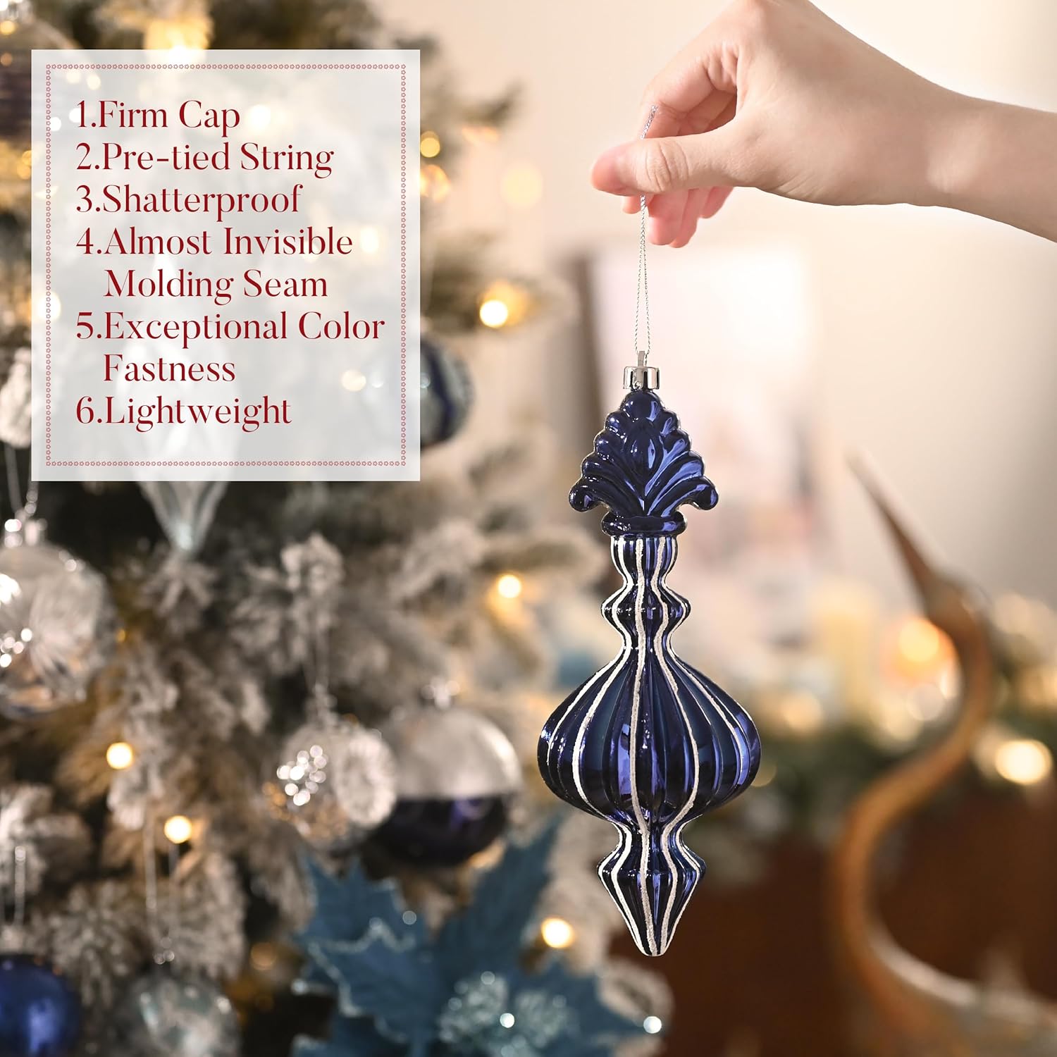 Valery Madelyn Christmas Tree Ornaments Set, 80ct Navy Blue Silver Shatterproof Christmas Tree Decorations Bulk, Luxury Hanging Ball Ornaments for Xmas Trees Holiday Wedding Party Decor