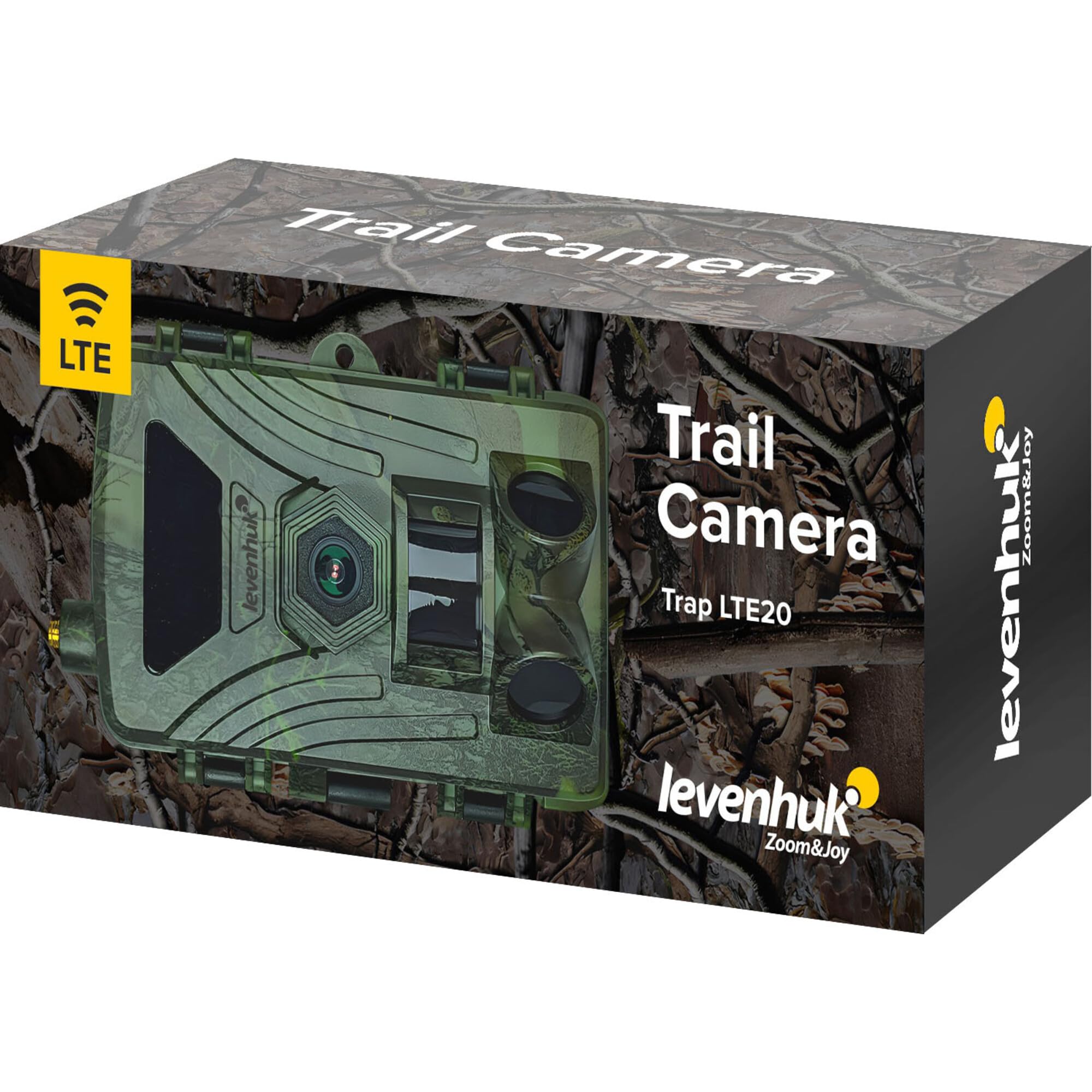 Levenhuk LTE20 4G 60 MP 4K kamuflażowa kamera WiFi 4K z nocnym widzeniem na podczerwień, czujnikiem ruchu PIR, aplikacją, wodoodpornością IP66, kamerą dzikiej przyrody, polowaniem, ogrodem i