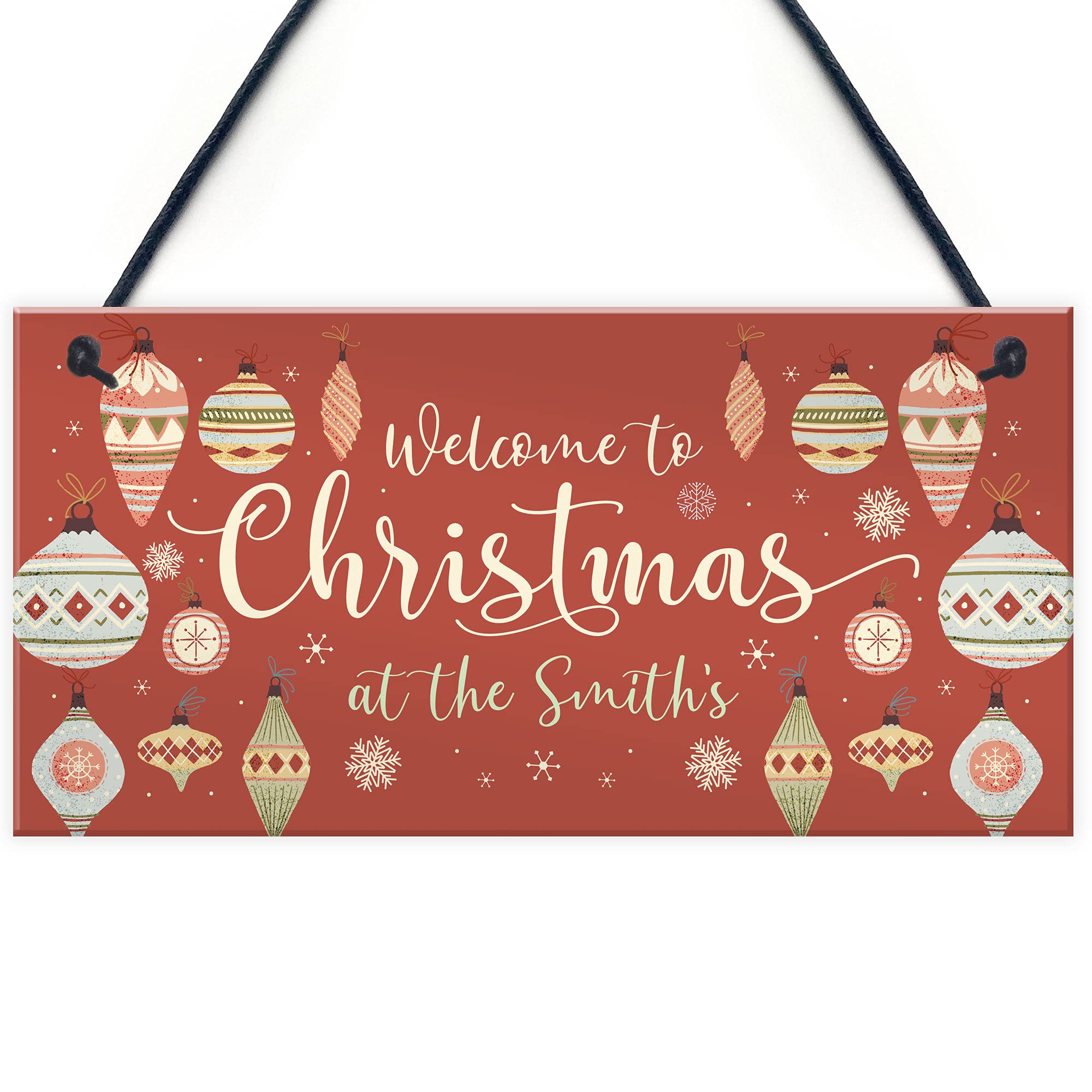 Welcome Plaque Christmas at the 'Surname' Personalised Christmas Decoration