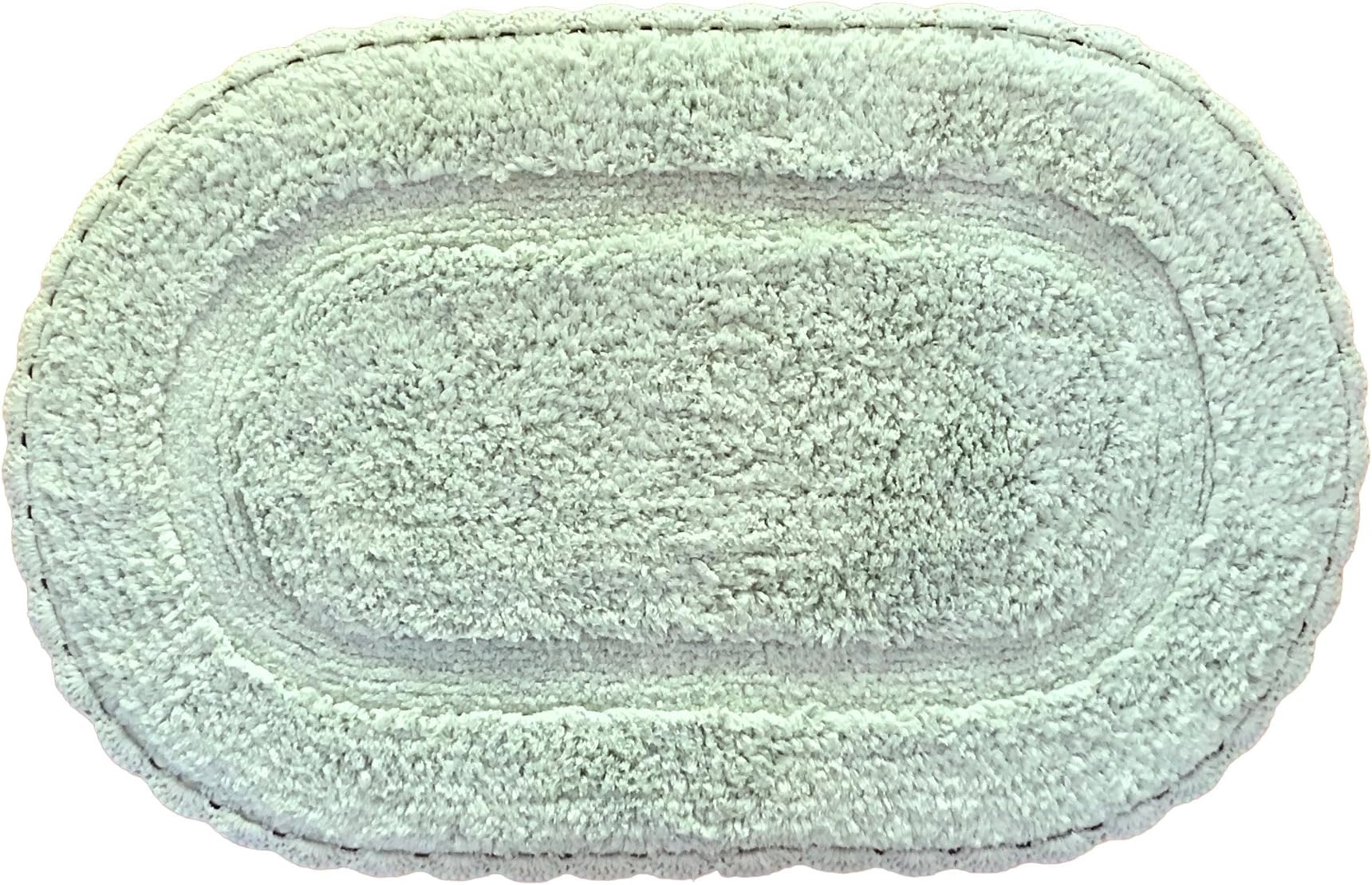 Aqua Mint Bath Rug: Soft and Absorbent Oval 100% Cotton with Decorative Crochet Border, 20" x 32" Inches